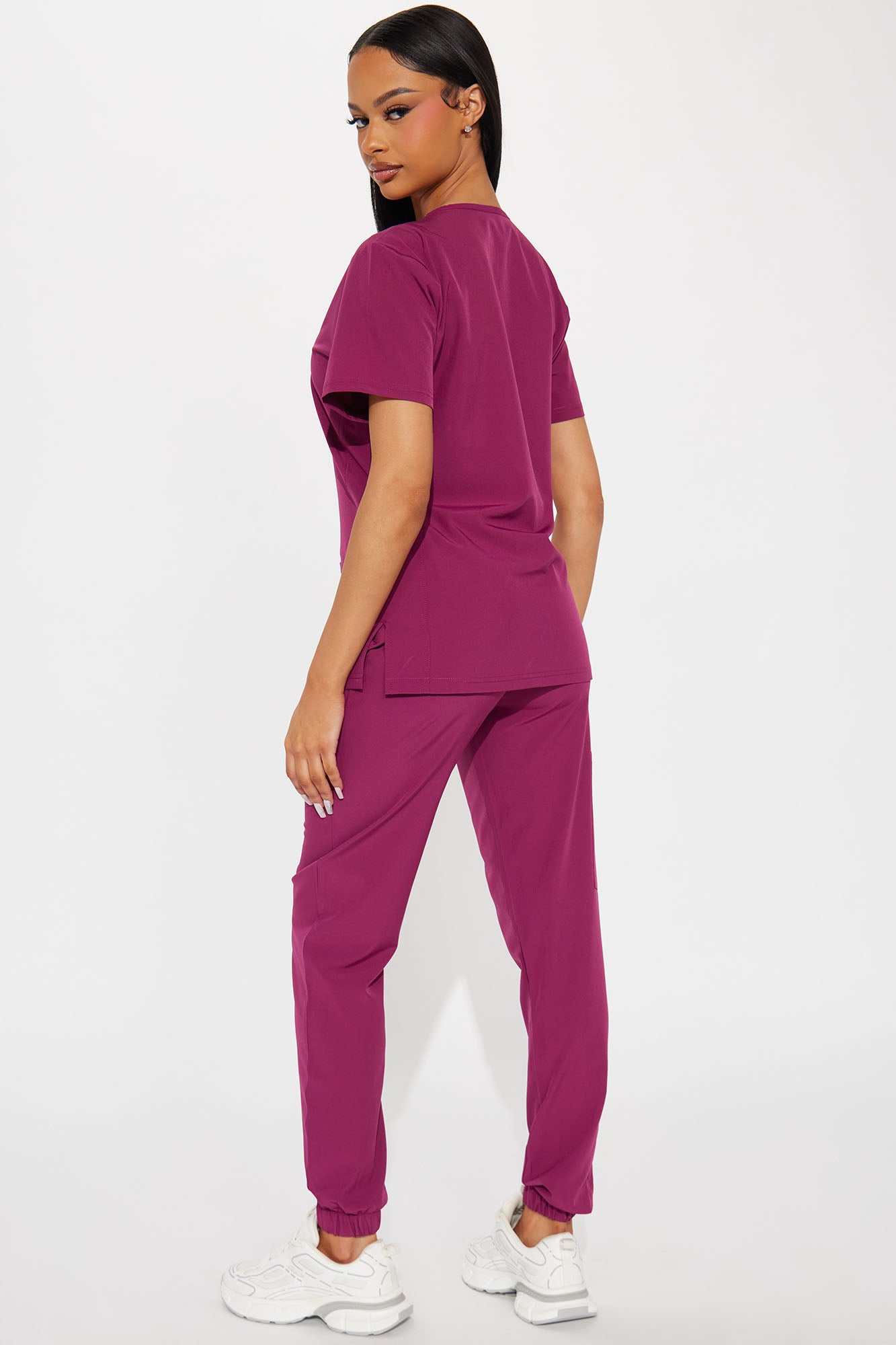 Care For You 4 Way Stretch Scrub Uniform Jogger Set - Burgundy - Image 3
