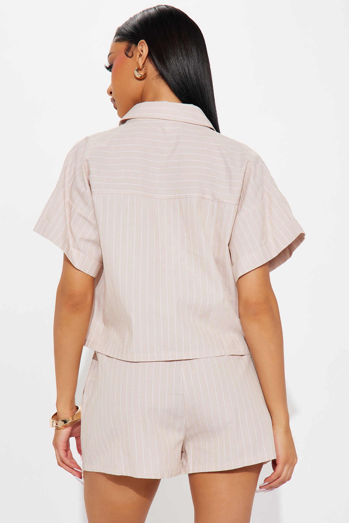 Taylor Pinstripe Boxer Short Set - Taupe/combo - Image 3