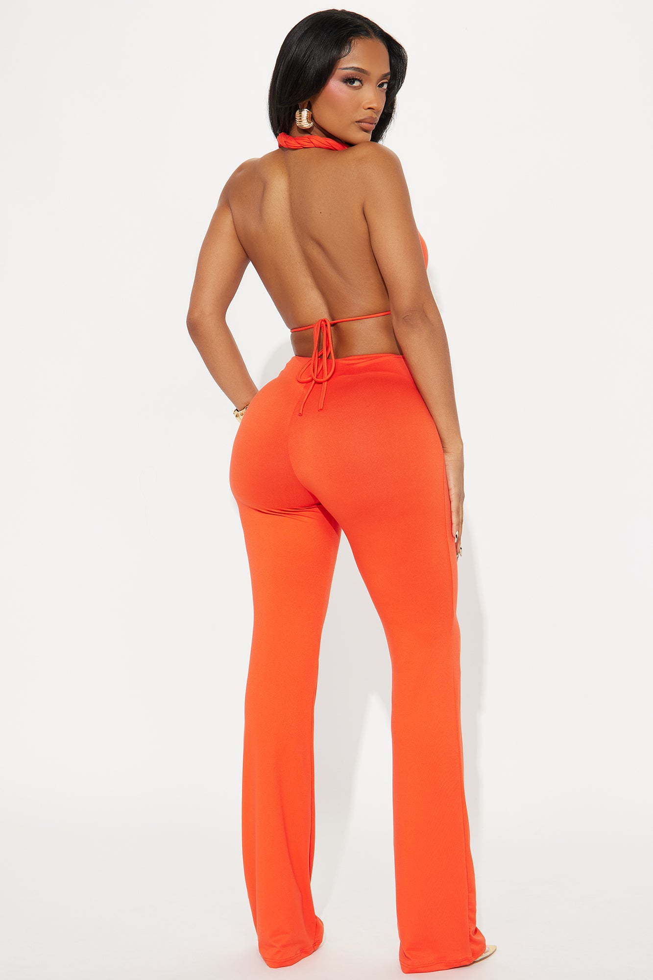 Arabella Off Shoulder Flare Jumpsuit - Orange - Image 3