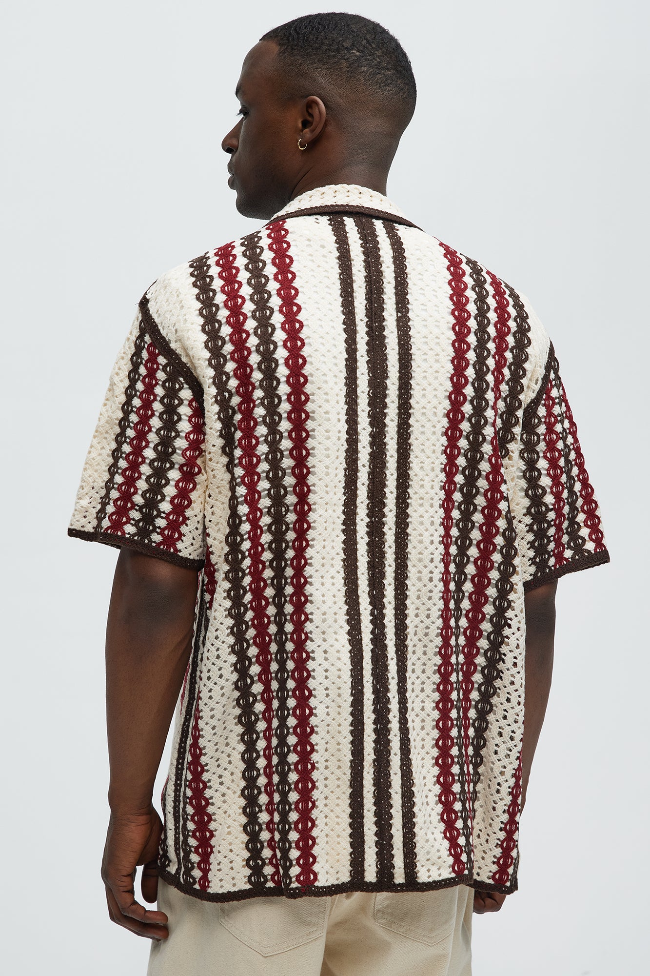 Marcelino Crochet Cuban Collar Button Down - Cream/combo - Image 4