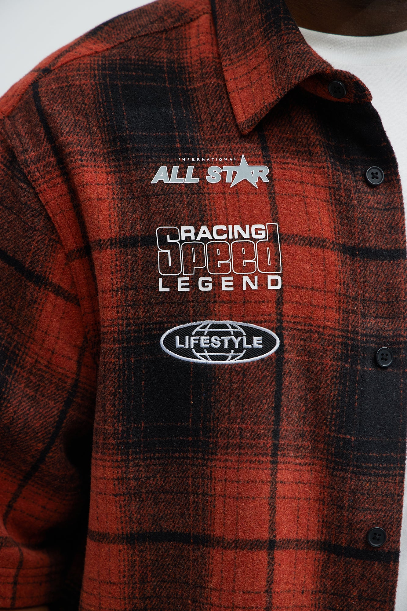 All Star Plaid Button Down Cropped Short Sleeve Shirt - Orange/combo - Image 3