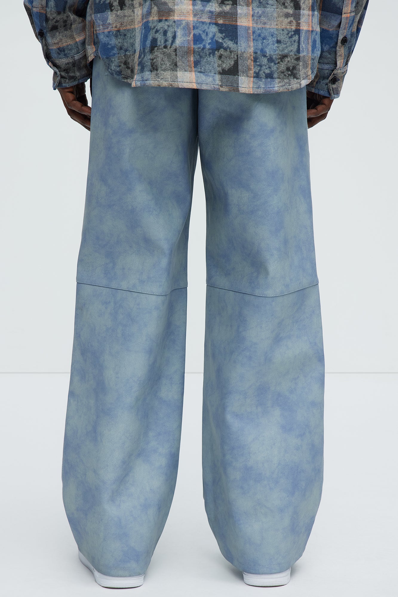 Baggy Pleather Cargo Pants - Blue - Image 4