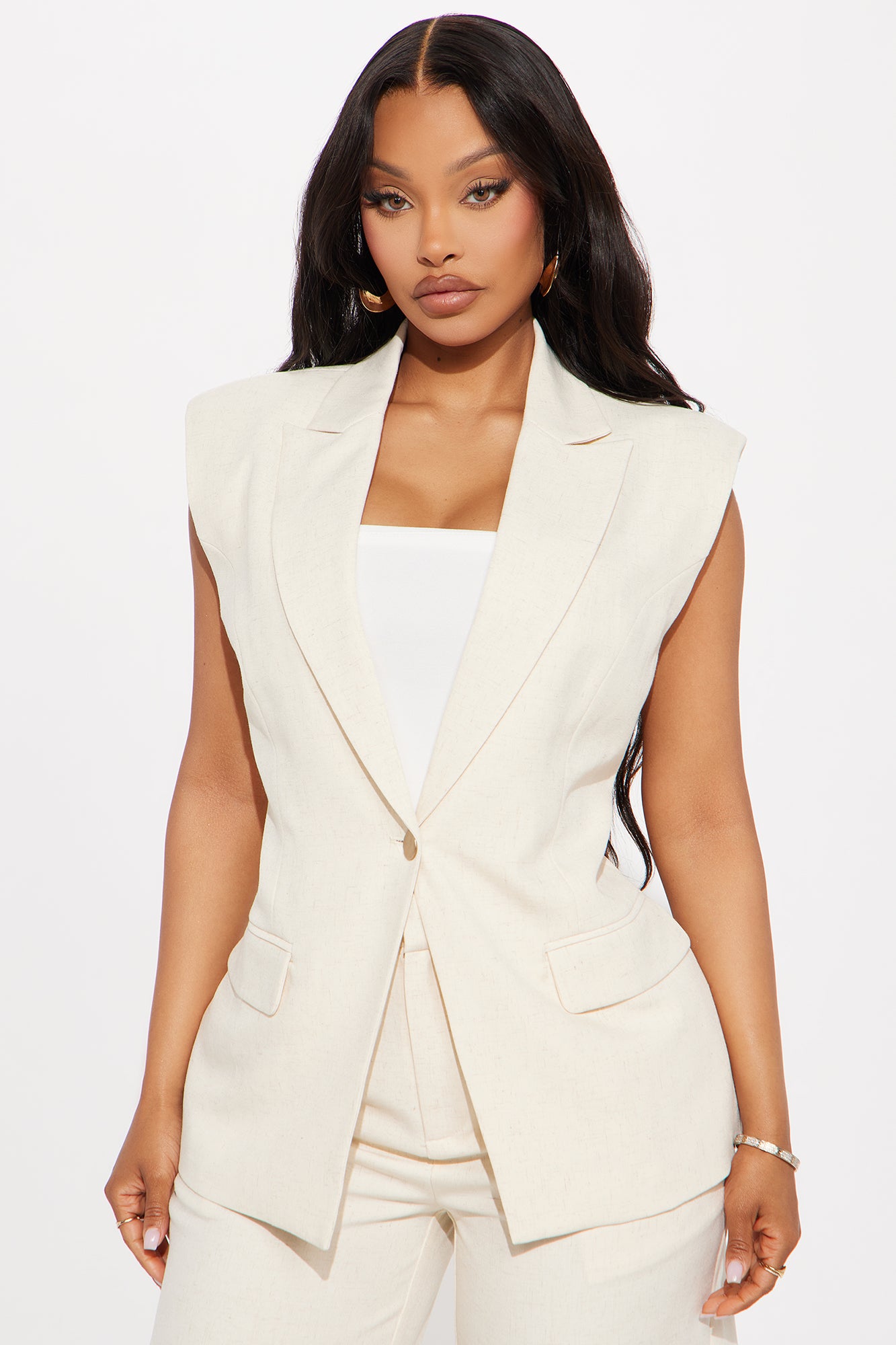 Paloma Linen Vest - Cream - Image 3