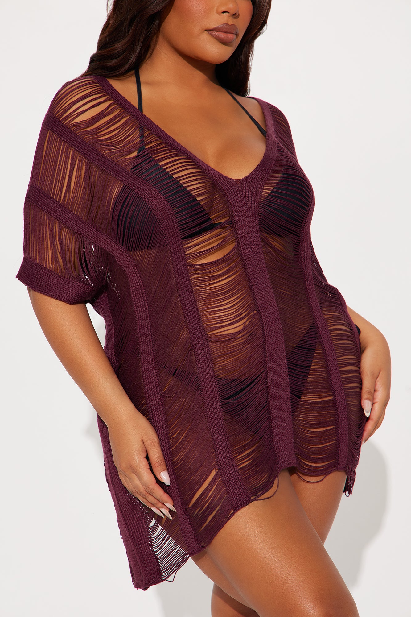 Elizabeth Crochet Cover Up Dress - Purple - Image 5