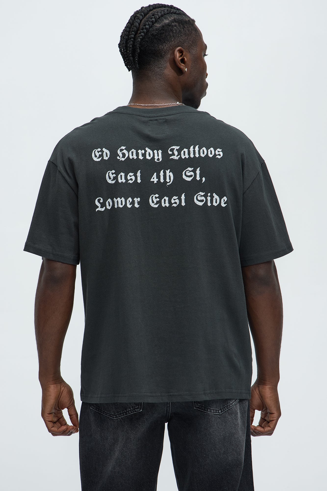 Ed Hardy Cross Heart Oversized Short Sleeve Tee - Charcoal - Image 3