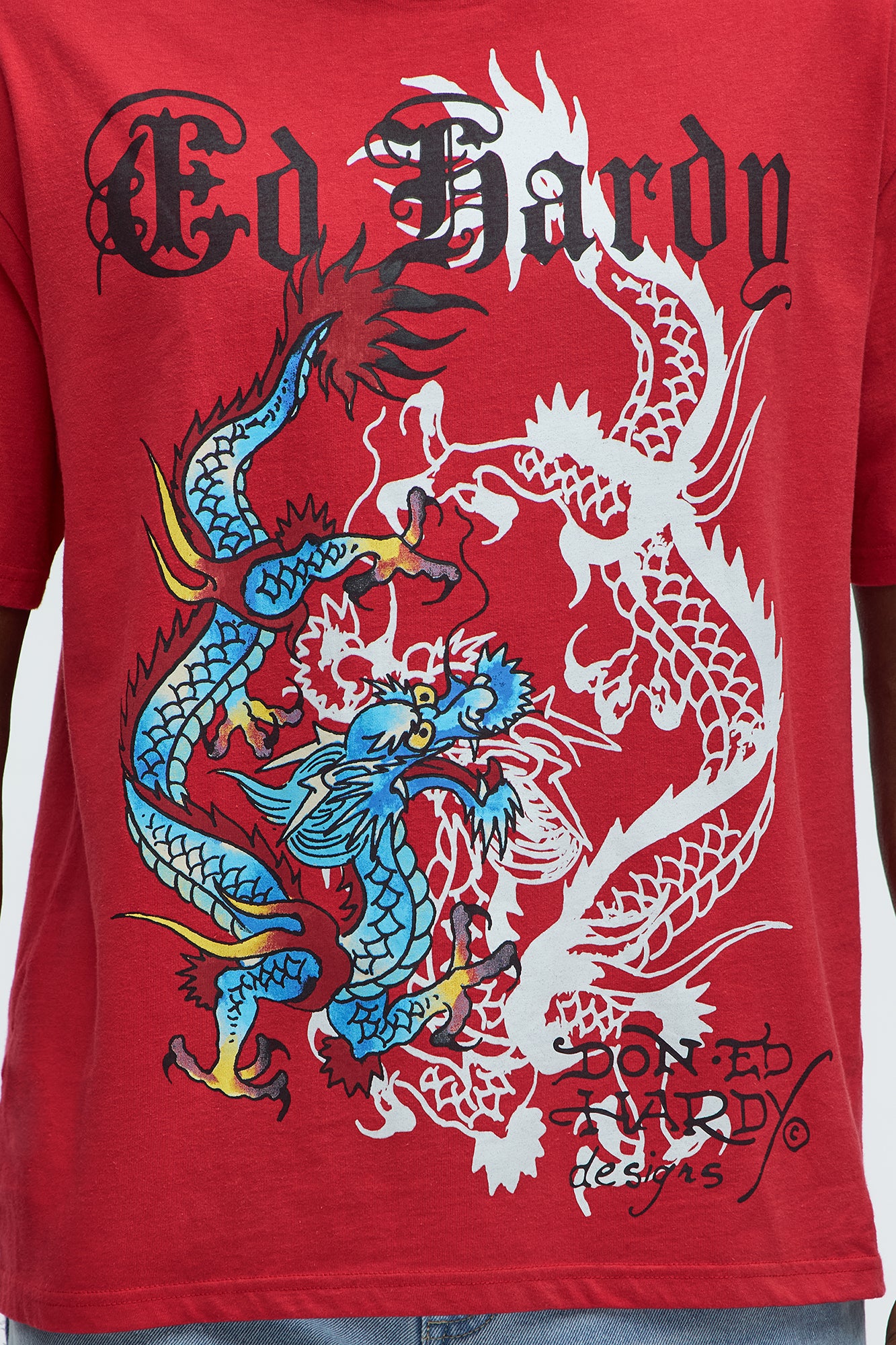 Ed Hardy Dragon Oversized Short Sleeve Tee - Red - Image 3