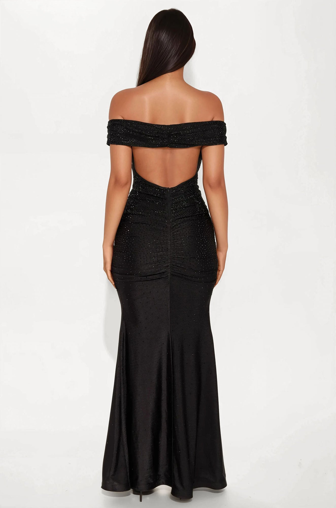 Abelyn Rhinestone Maxi Dress - Black - Image 3