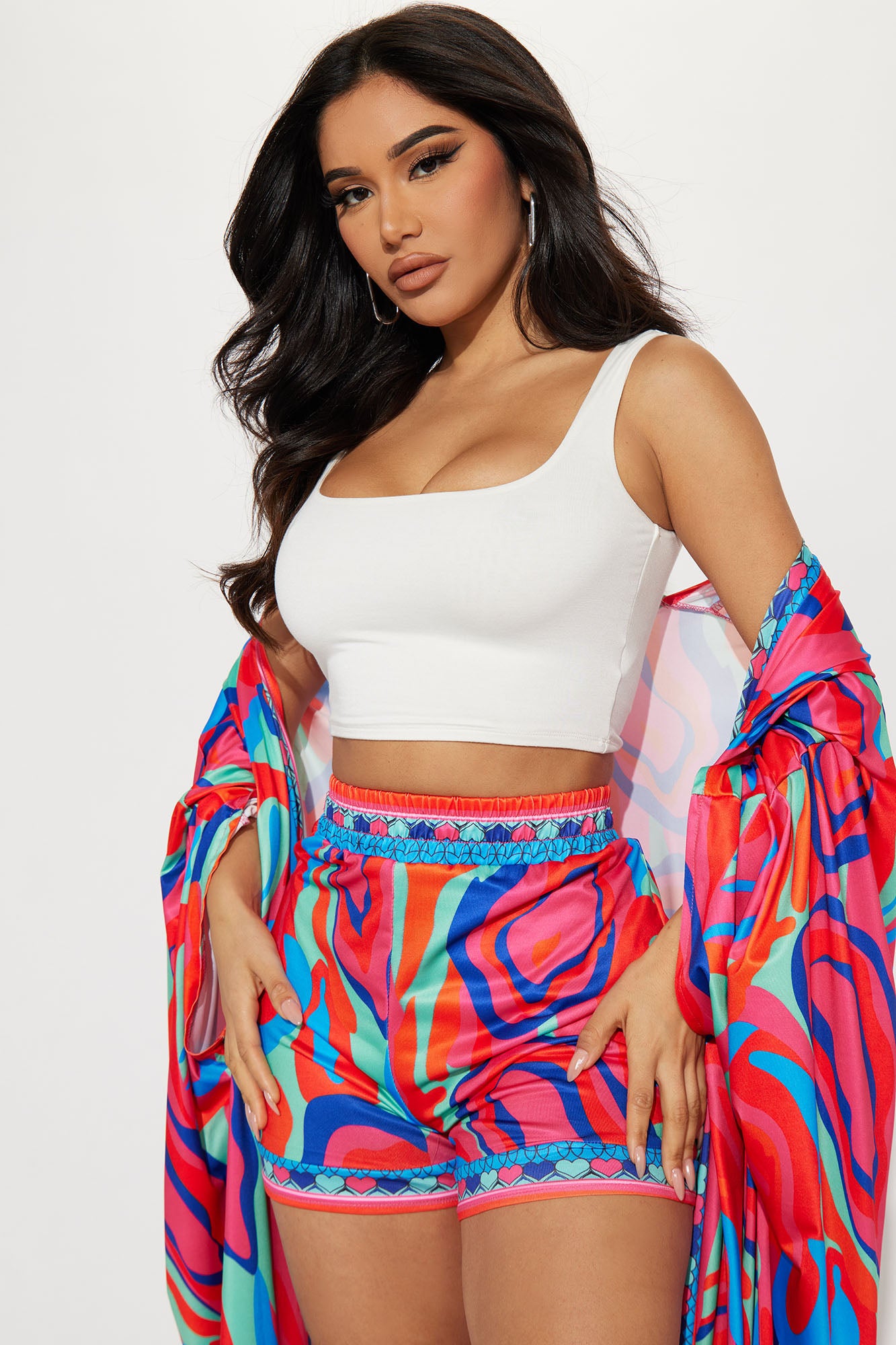 Forever With You Kimono Short Set - Fuchsia/combo - Image 3
