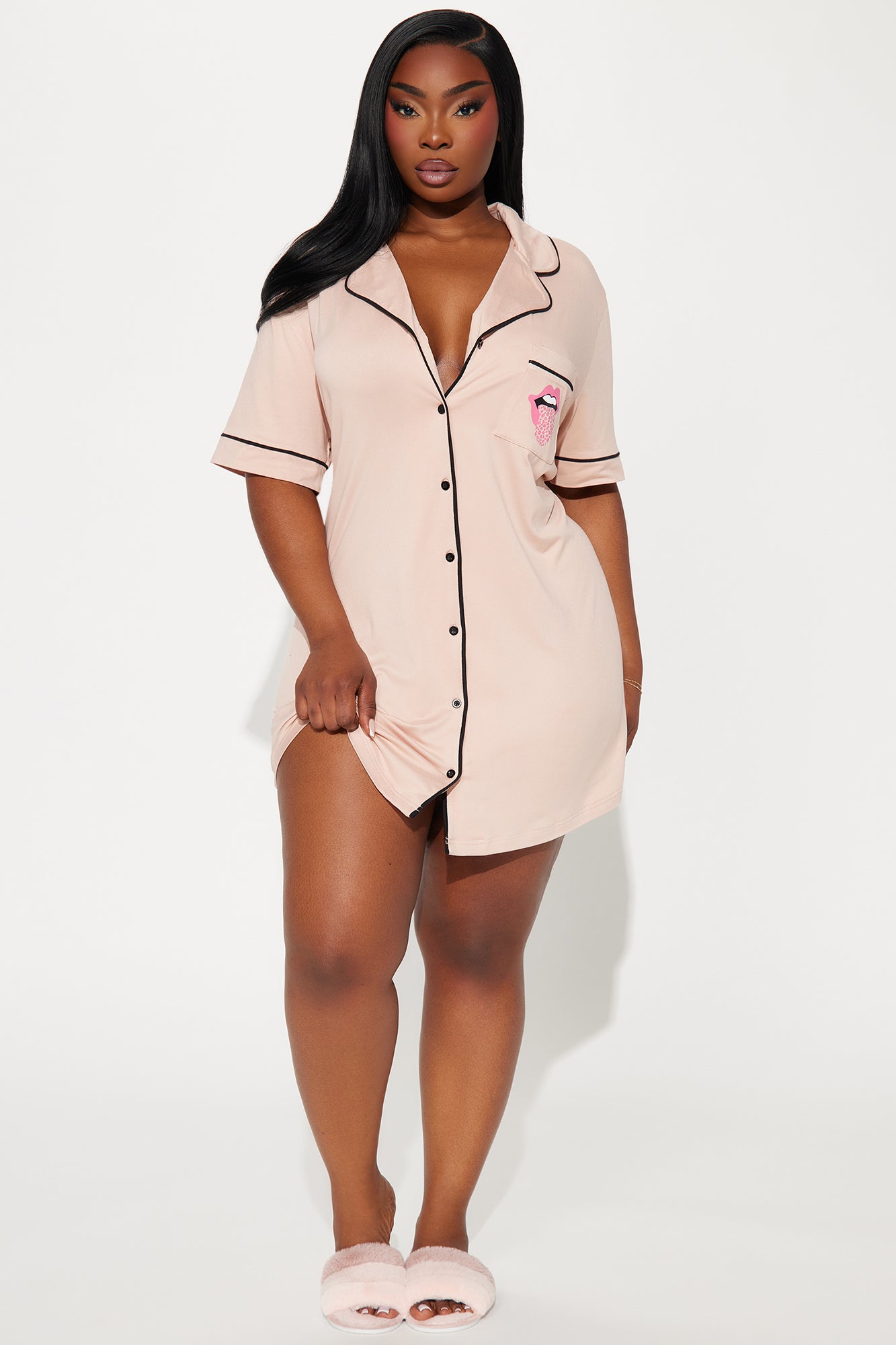 Too Chill To Care PJ Sleep Shirt - Mocha - Image 5