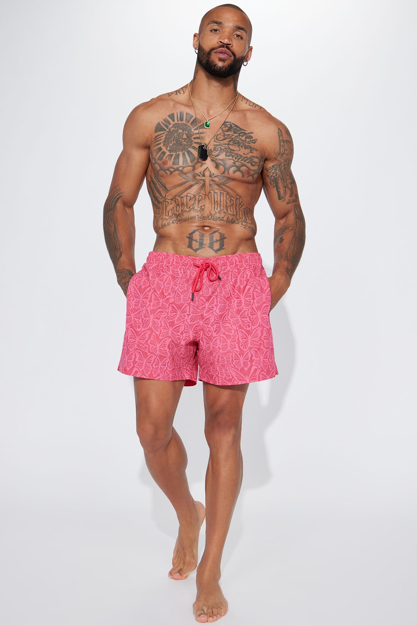 Born 2 Fly Print Change Swim Mid Trunk - Pink - Image 7