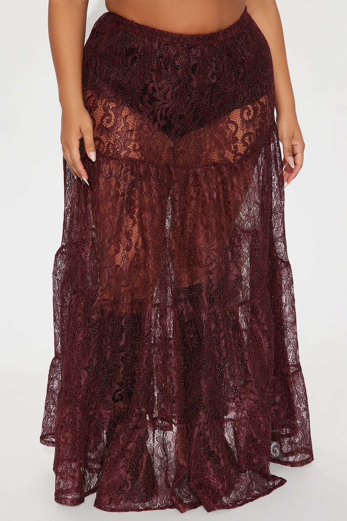 Victoria Lace Tiered Maxi Skirt - Chocolate - Image 5