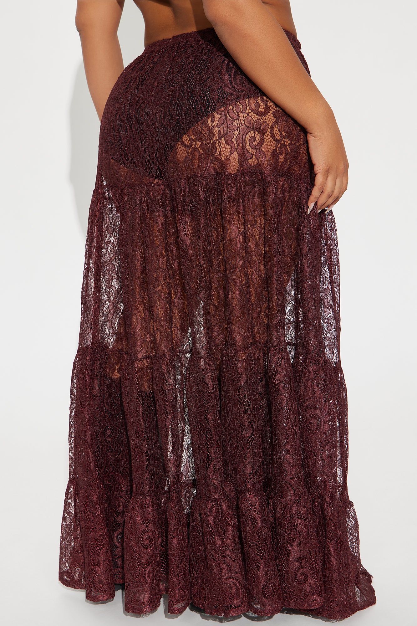 Victoria Lace Tiered Maxi Skirt - Chocolate - Image 6