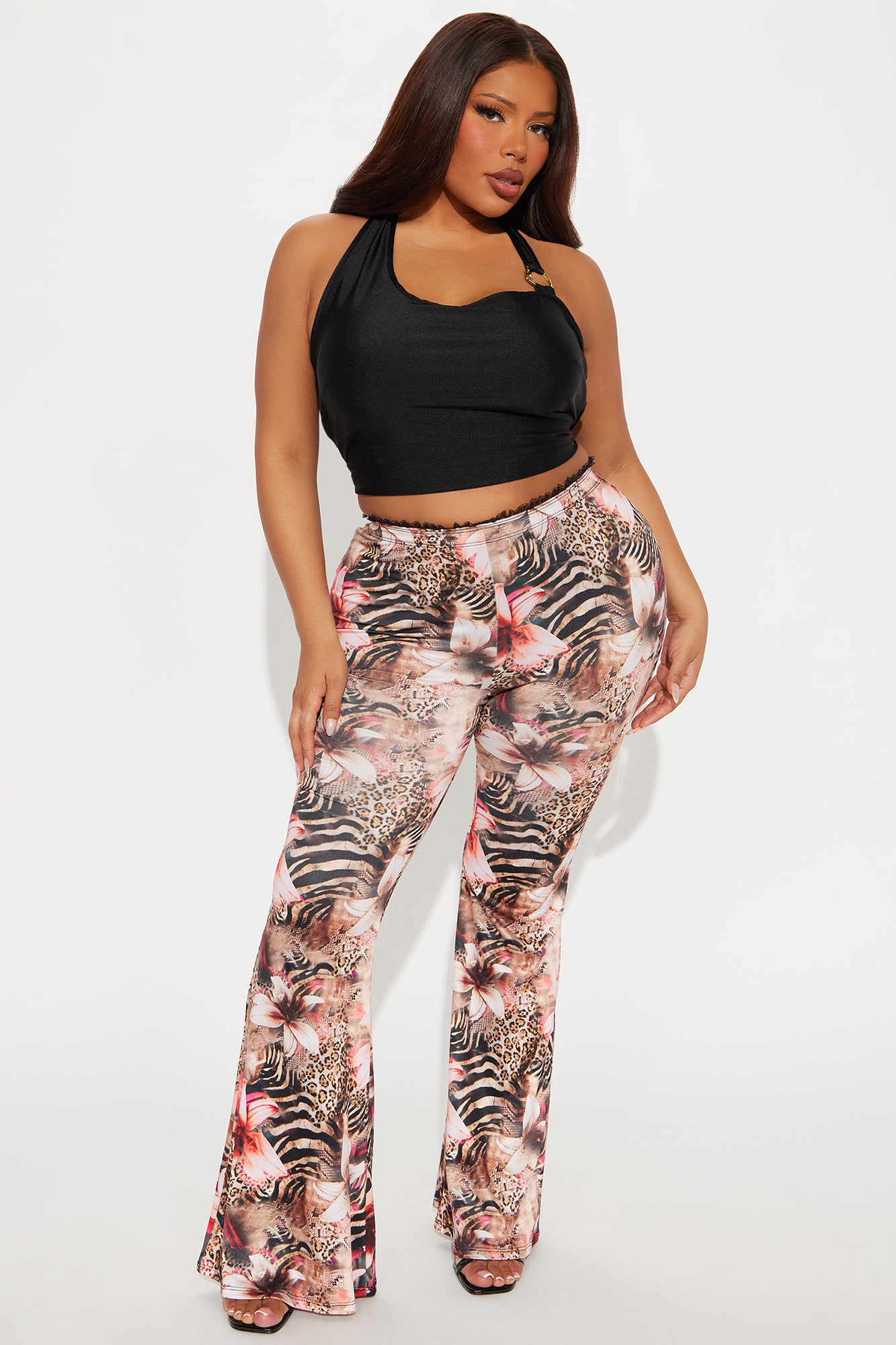 Feline Behavior Leopard Flare Pant - Mocha/combo - Image 4