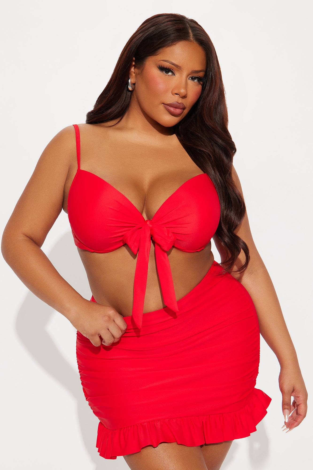 Levana Bra Cup 3 Piece Bikini Set - Red - Image 6