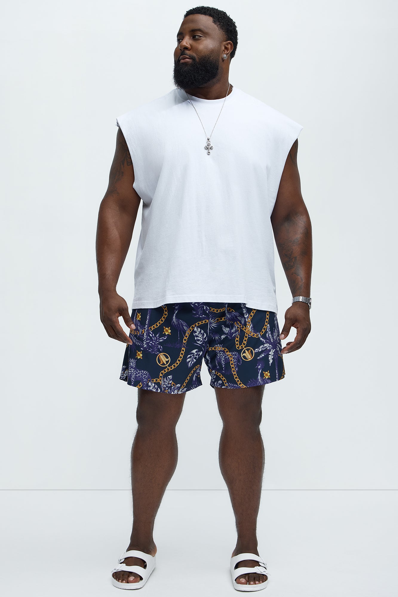 Chain Link Swim Mid Trunk - Navy/combo - Image 6