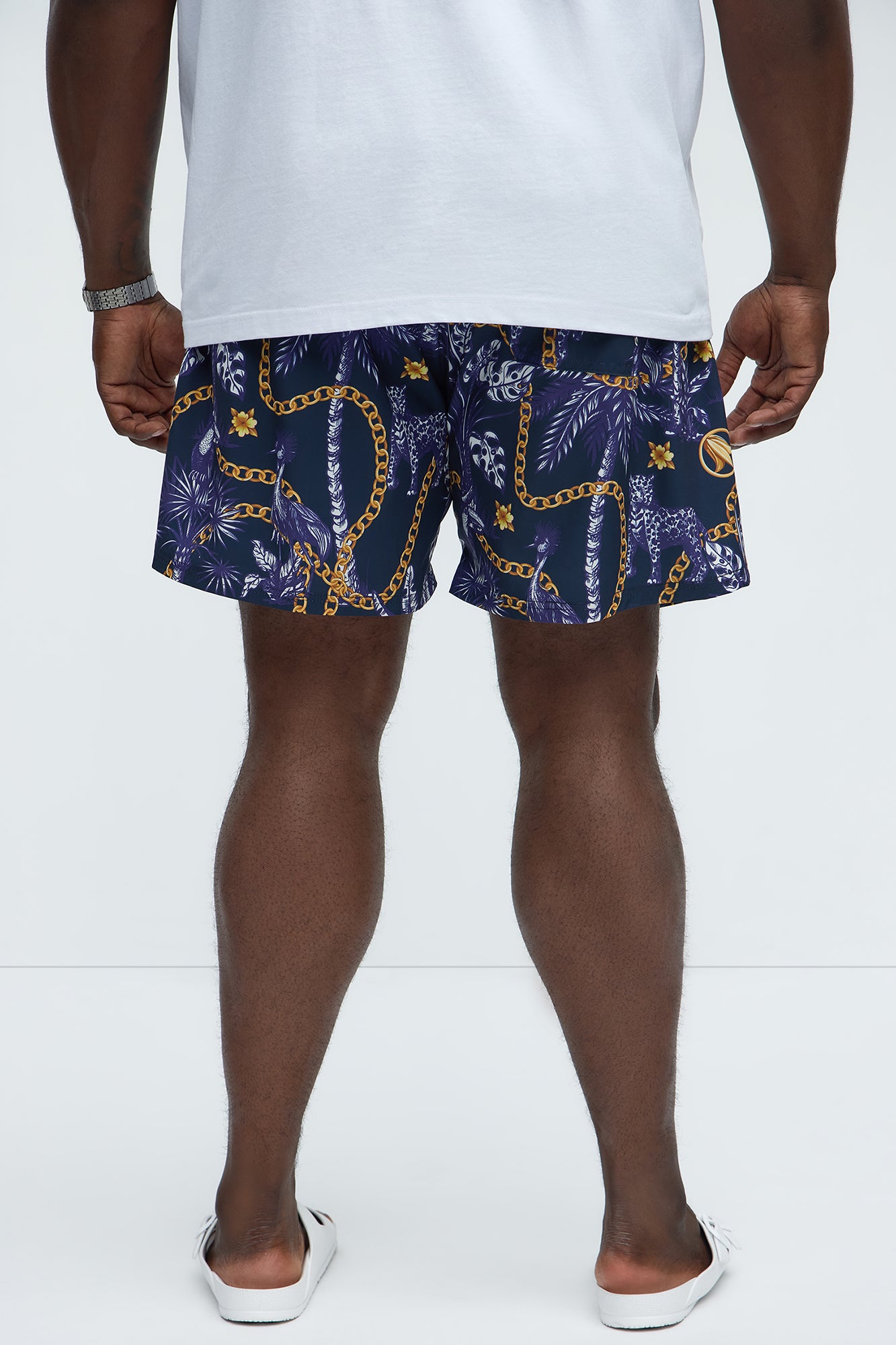 Chain Link Swim Mid Trunk - Navy/combo - Image 8