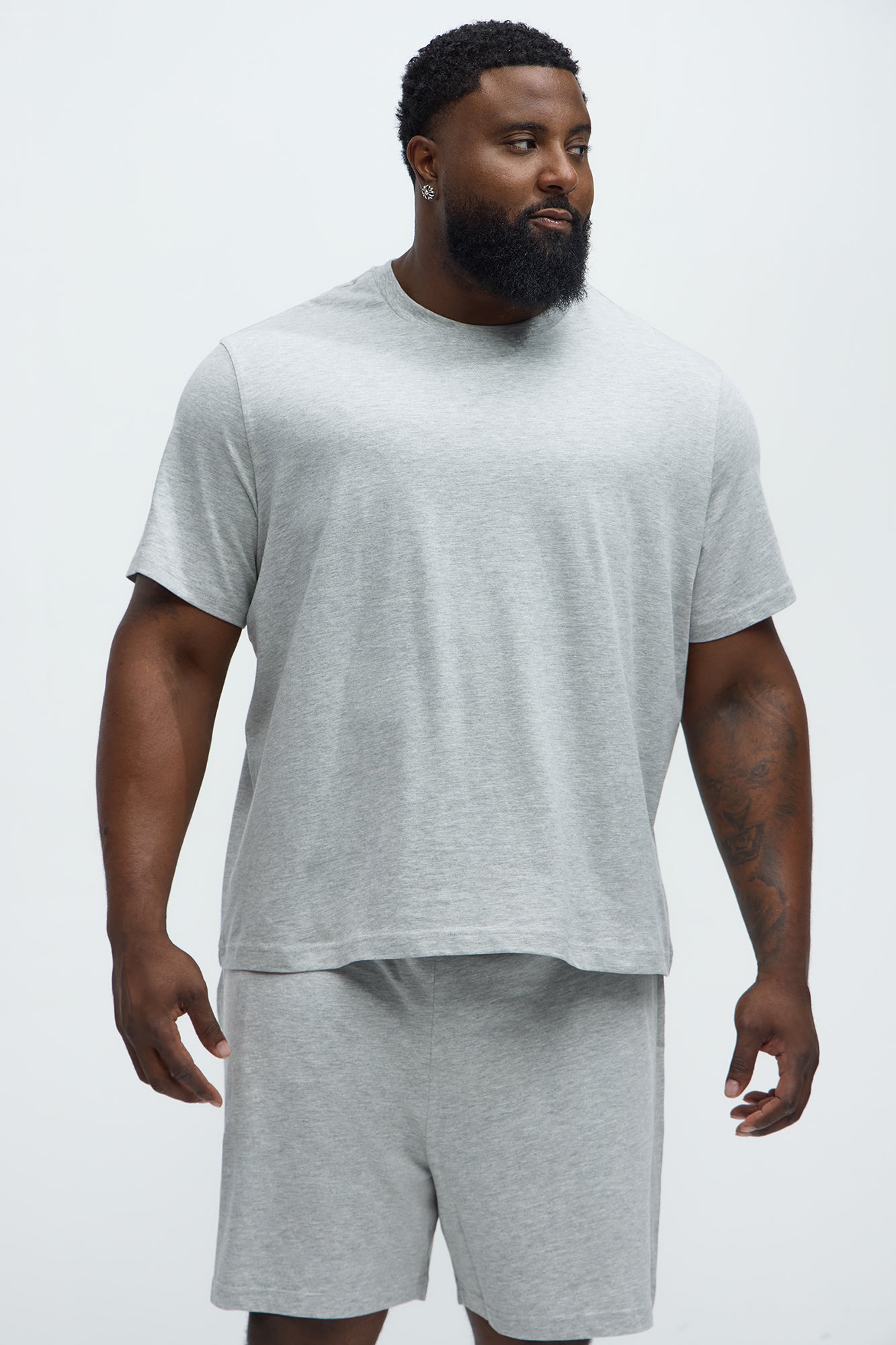 Essential Cotton Lounge Short Sleeve Tee - Heather Grey - Image 4