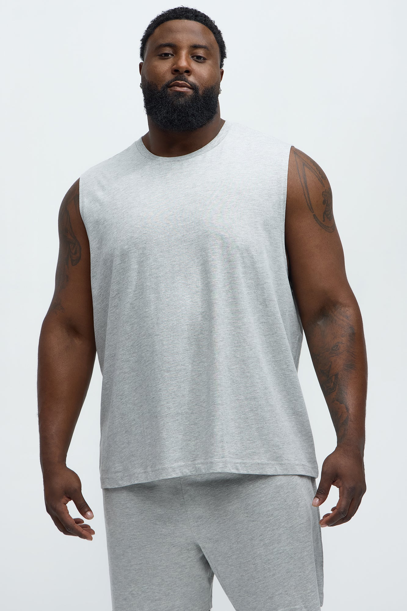 Essential Cotton Lounge Sleeveless Muscle Tee - Heather Grey - Image 4