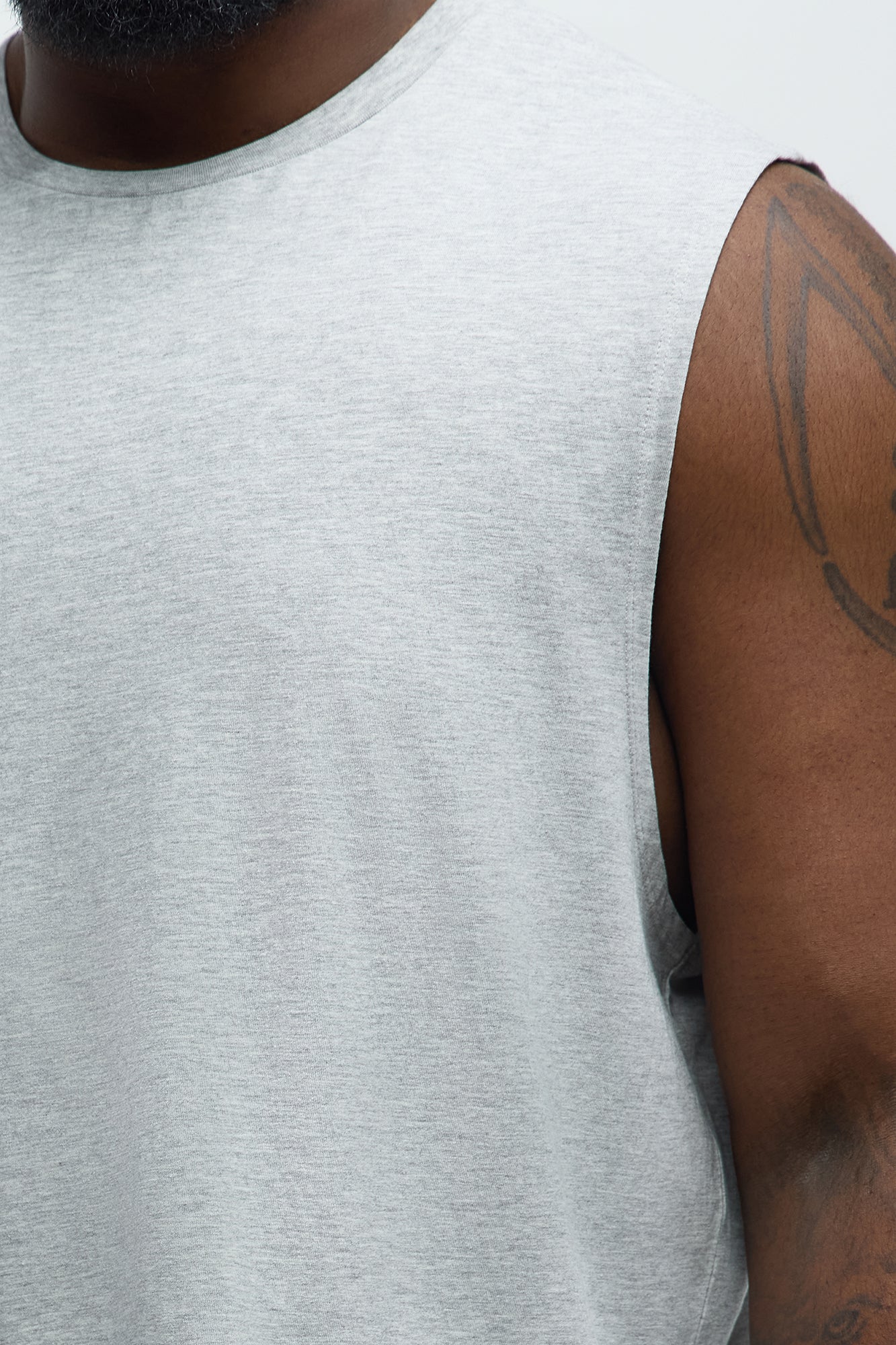 Essential Cotton Lounge Sleeveless Muscle Tee - Heather Grey - Image 6