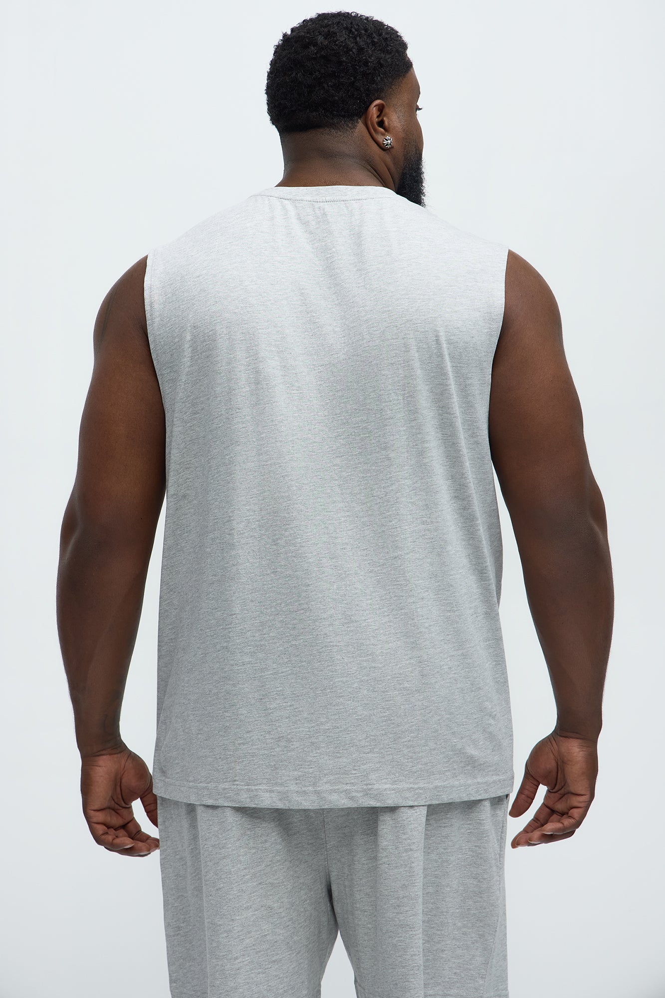Essential Cotton Lounge Sleeveless Muscle Tee - Heather Grey - Image 7