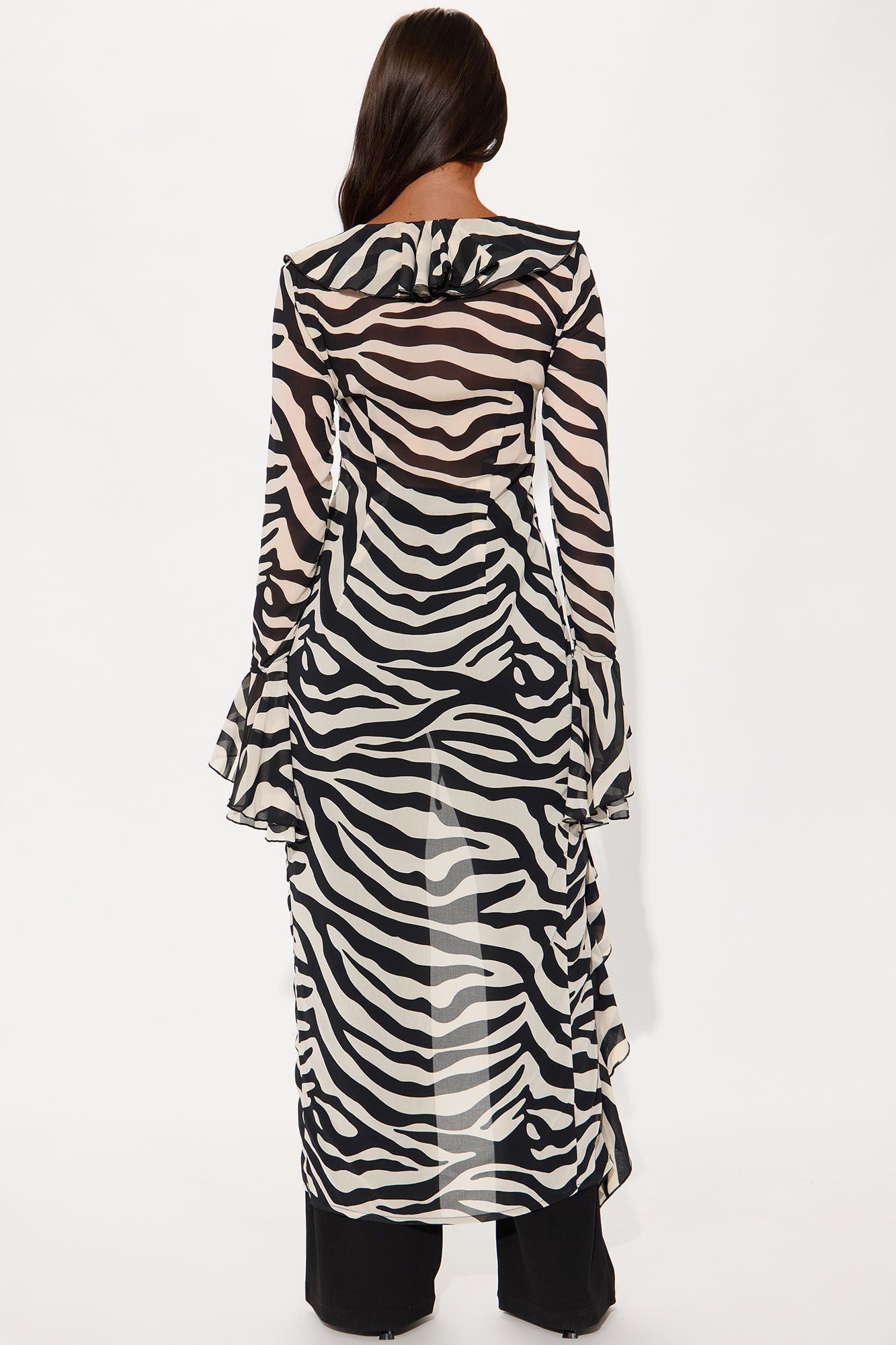Wild Seduction Zebra Chiffon Maxi Top - Black/combo - Image 3