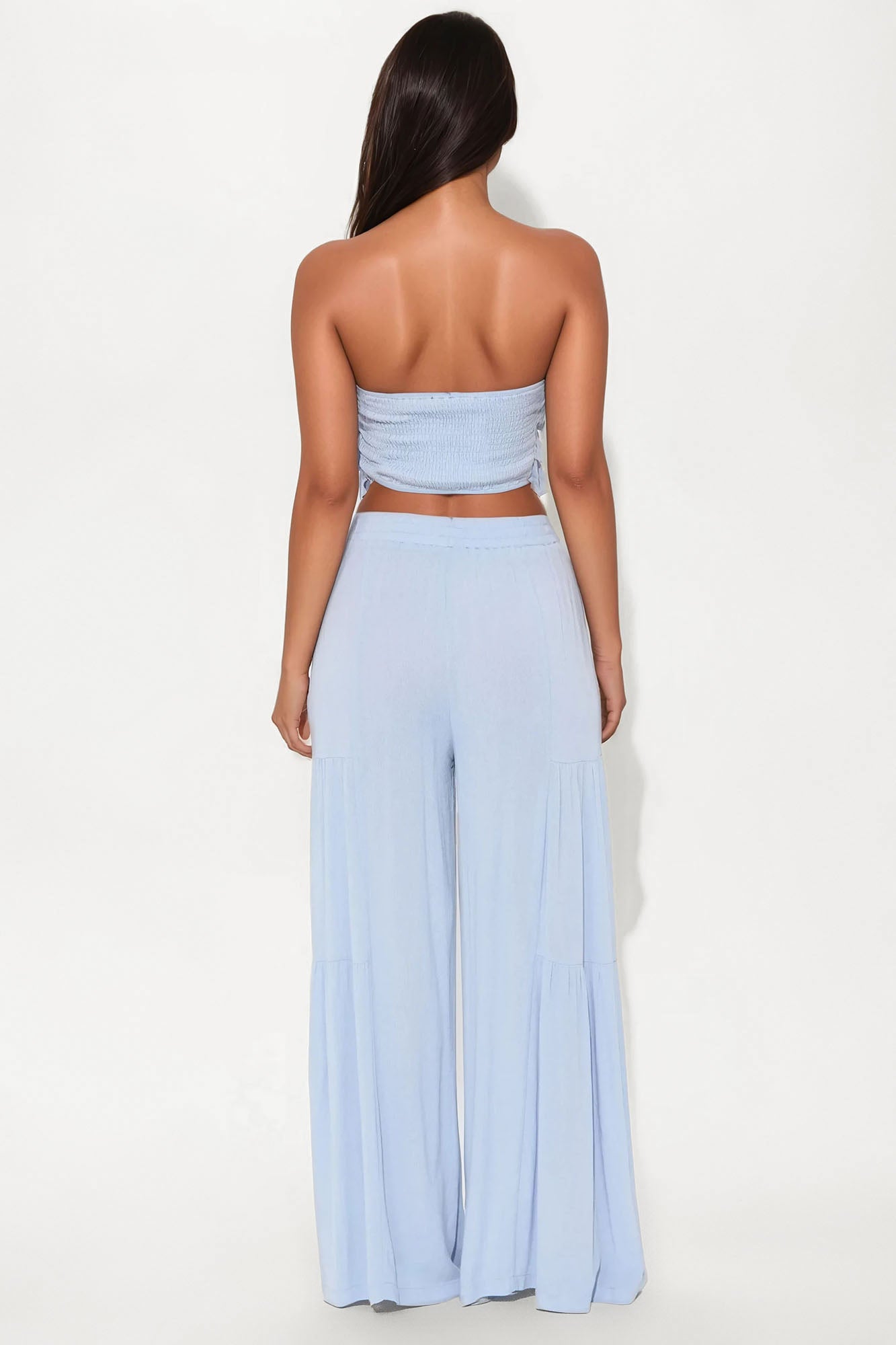 Aurora Ruffle Wide Leg Pant Set - Blue - Image 3