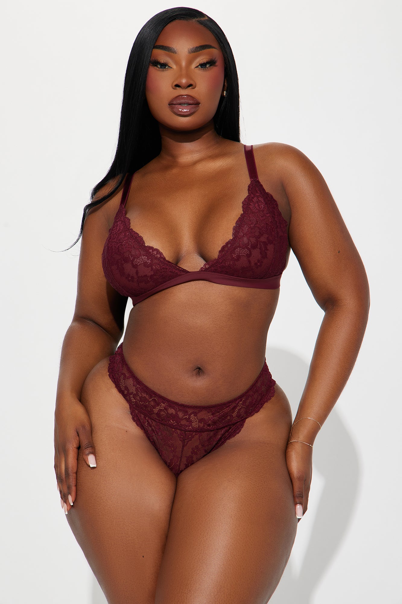 Nova Lace Thong Panty - Wine - Image 5