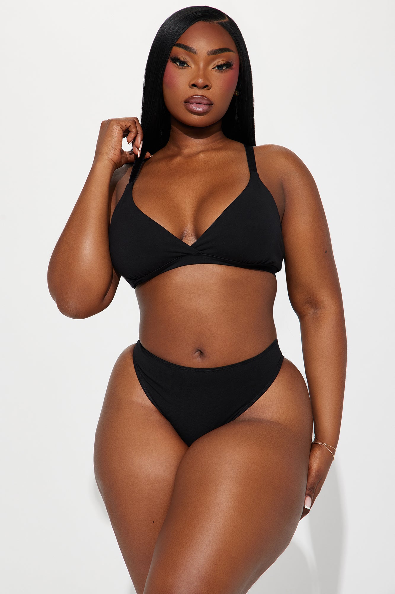 Nova Cotton Triangle Bralette - Black - Image 5