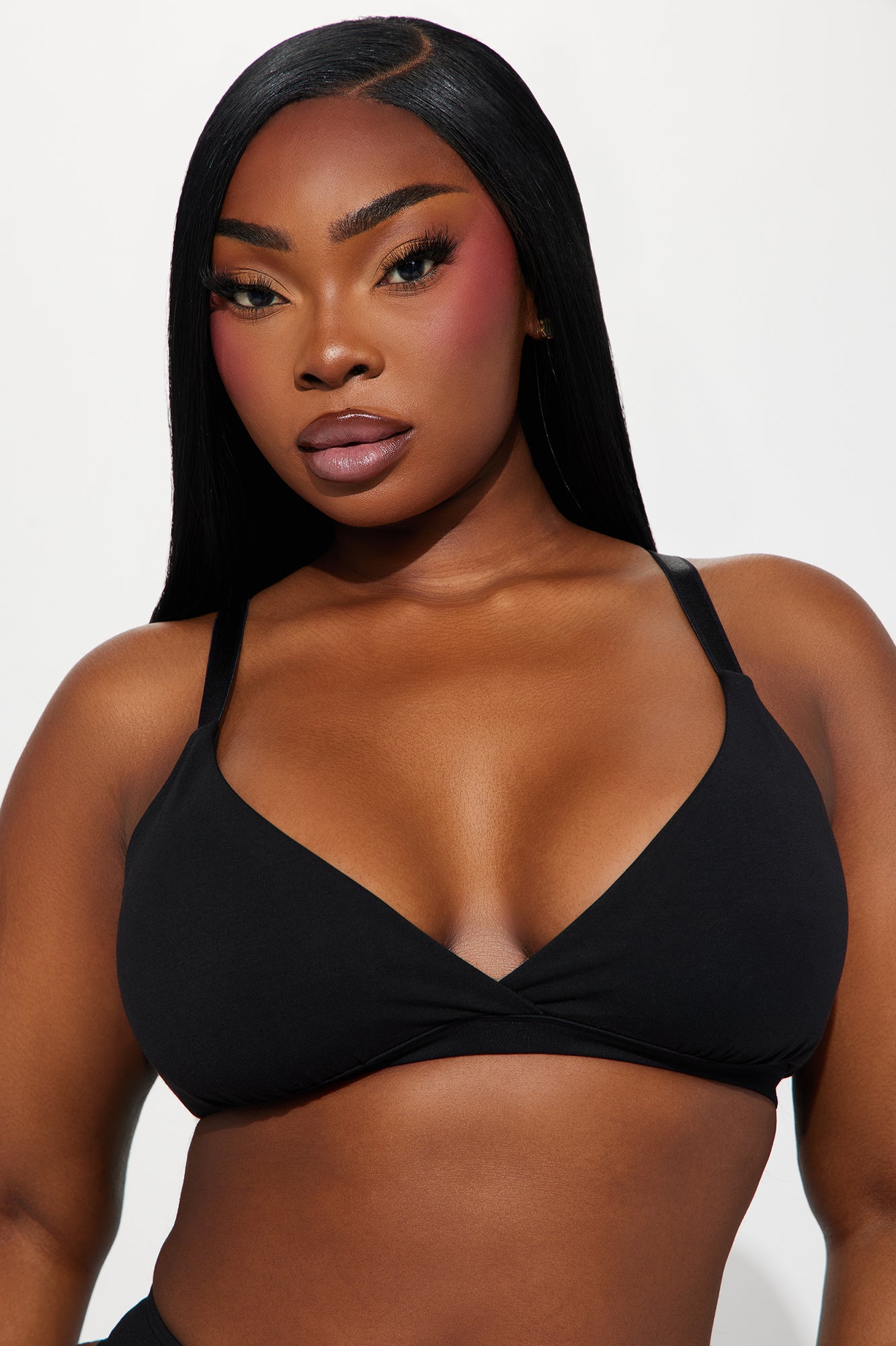 Nova Cotton Triangle Bralette - Black - Image 4