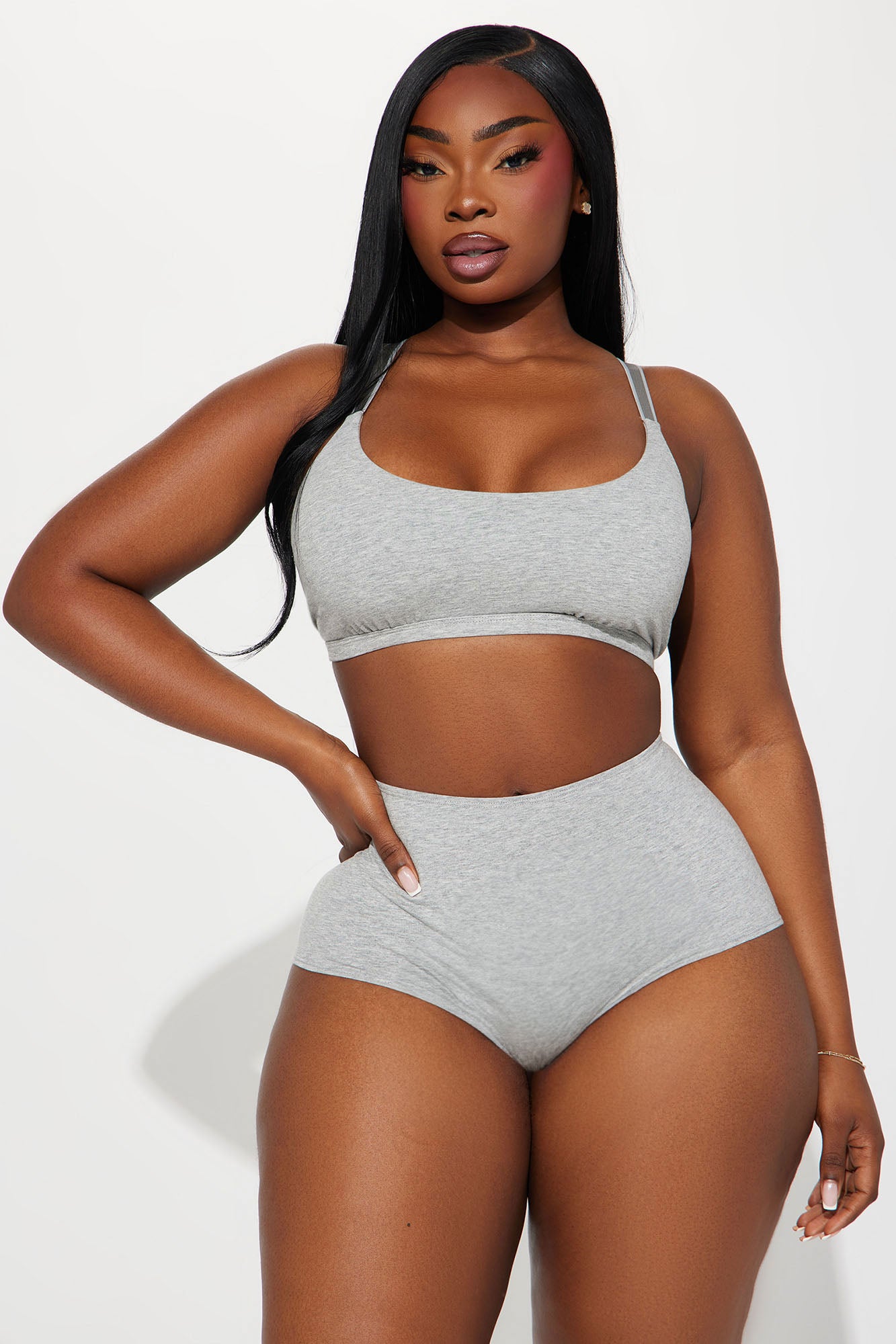 Nova Cotton Scoop Neck Bralette - Heather Grey - Image 6