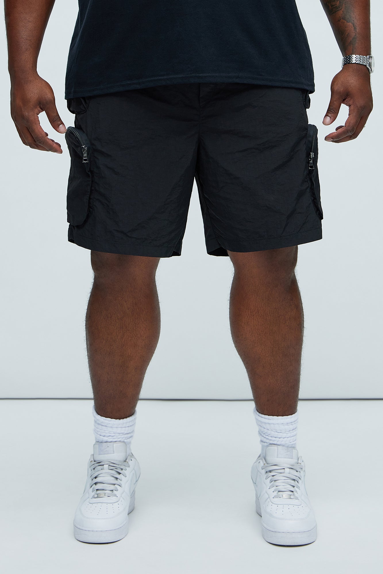 All This And That Nylon Cargo Shorts - Black - Image 6