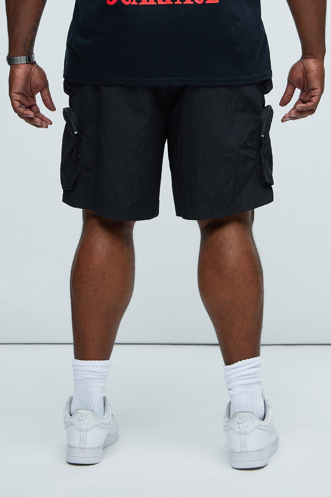 All This And That Nylon Cargo Shorts - Black - Image 9
