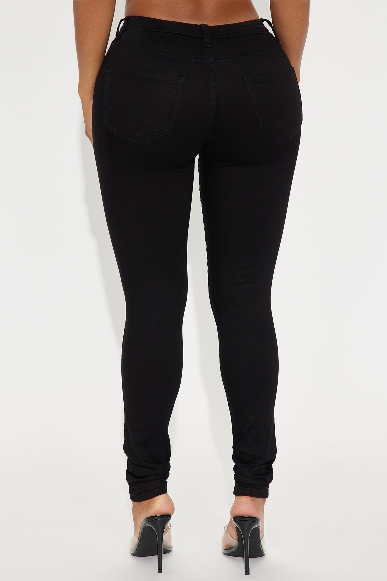 Fantasies Mid Rise Ripped Skinny Denim Jeans - Black - Image 3