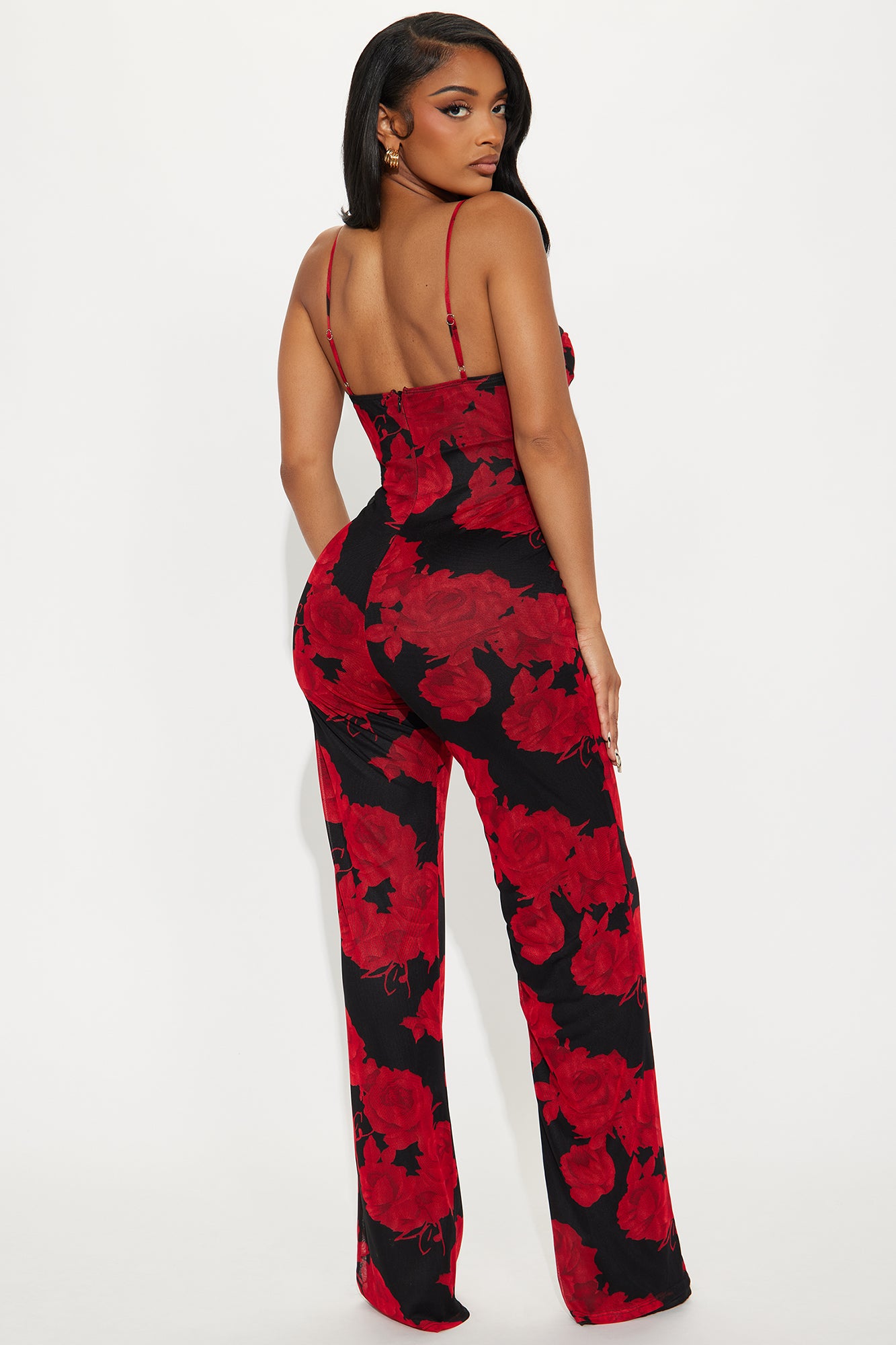 Olivia Rose Mesh Jumpsuit - Black/Red - Image 3