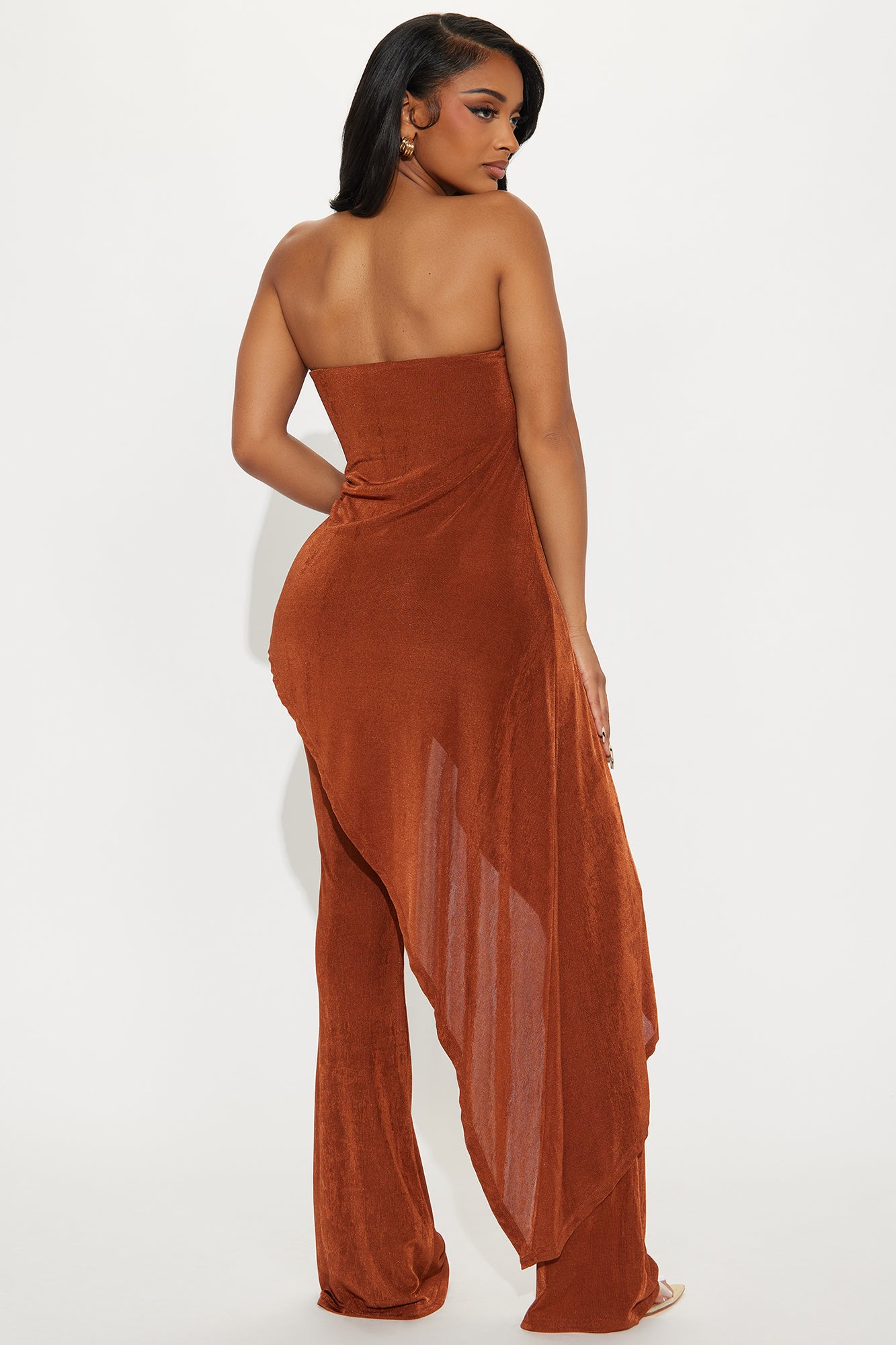 Meant To Be Slinky Jumpsuit - Cognac - Image 3