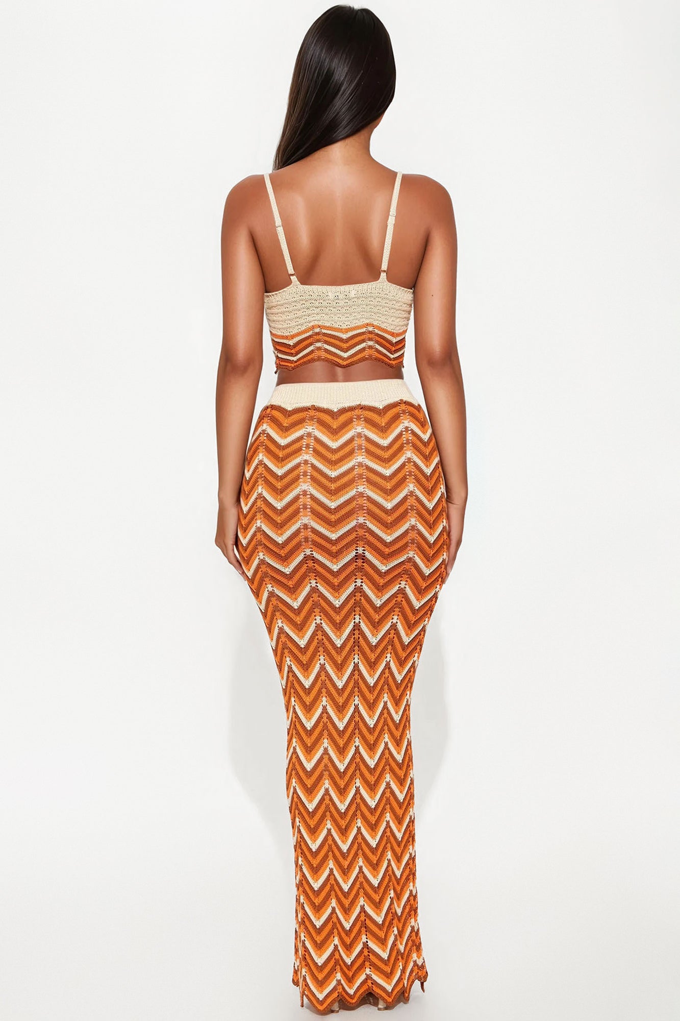 Always Ready Crochet Maxi Skirt Set - Tan/Multi - Image 3