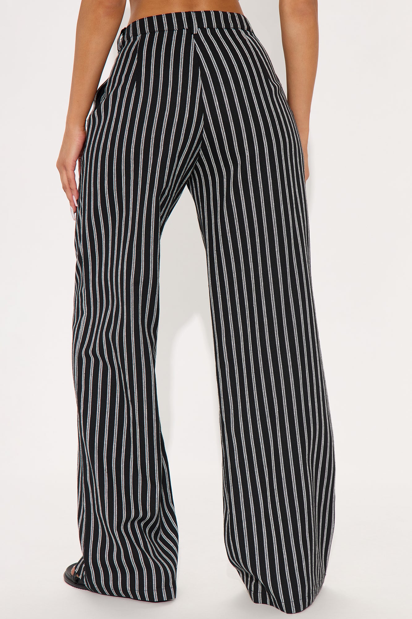 Yacht Club Linen Wide Leg Pant - Black/White - Image 3