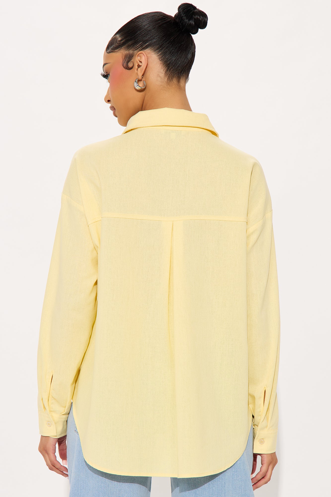Fresh Lemonade Linen Button Up Shirt - Yellow - Image 3