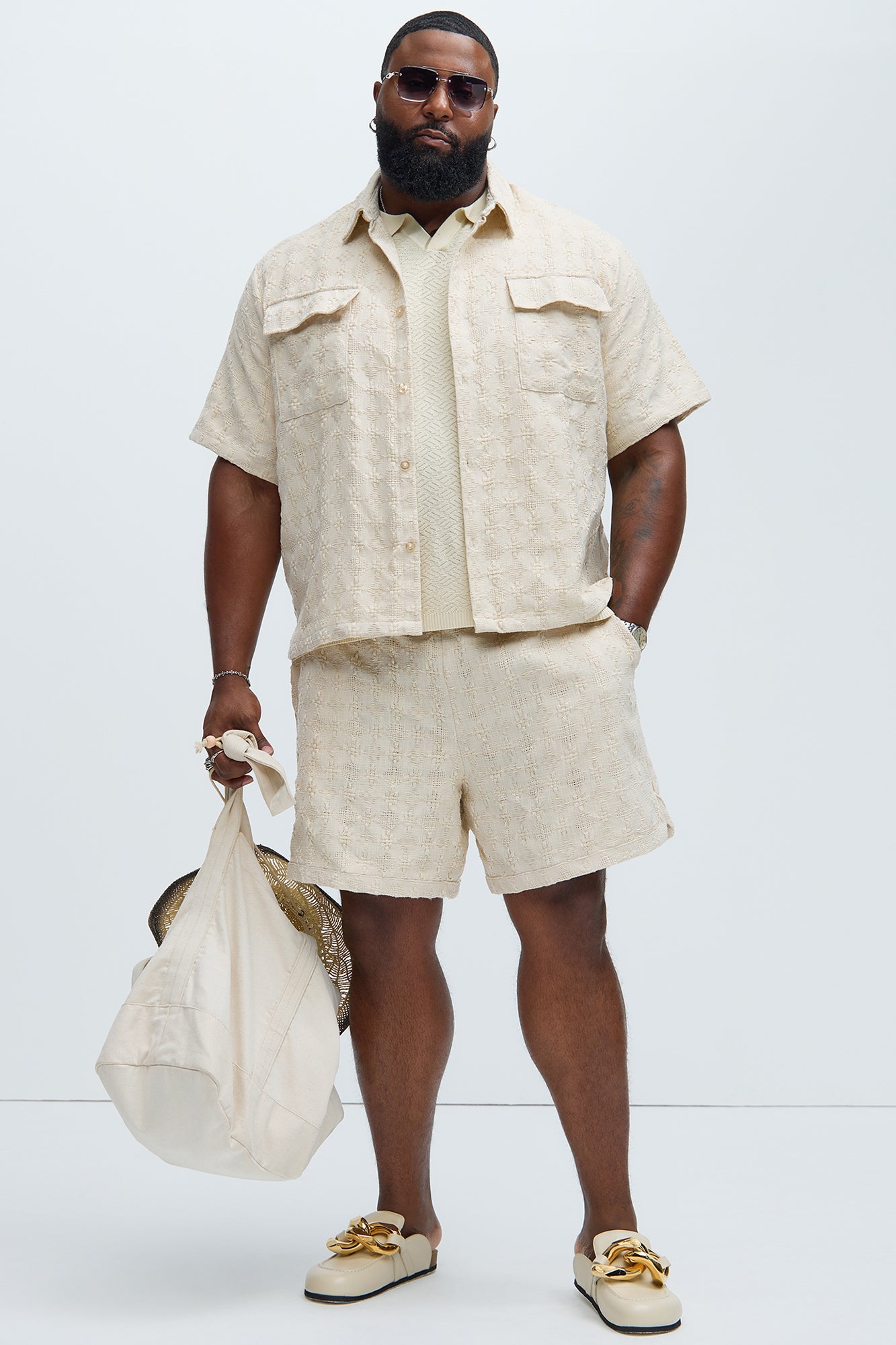 Mav Textured Shirt - Oatmeal - Image 6