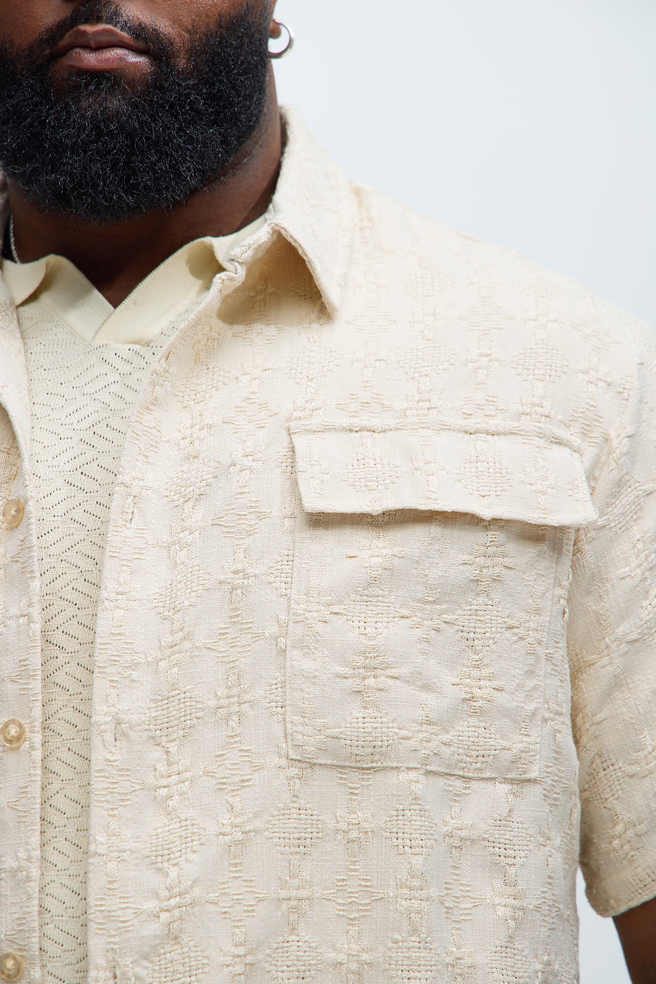 Mav Textured Shirt - Oatmeal - Image 7