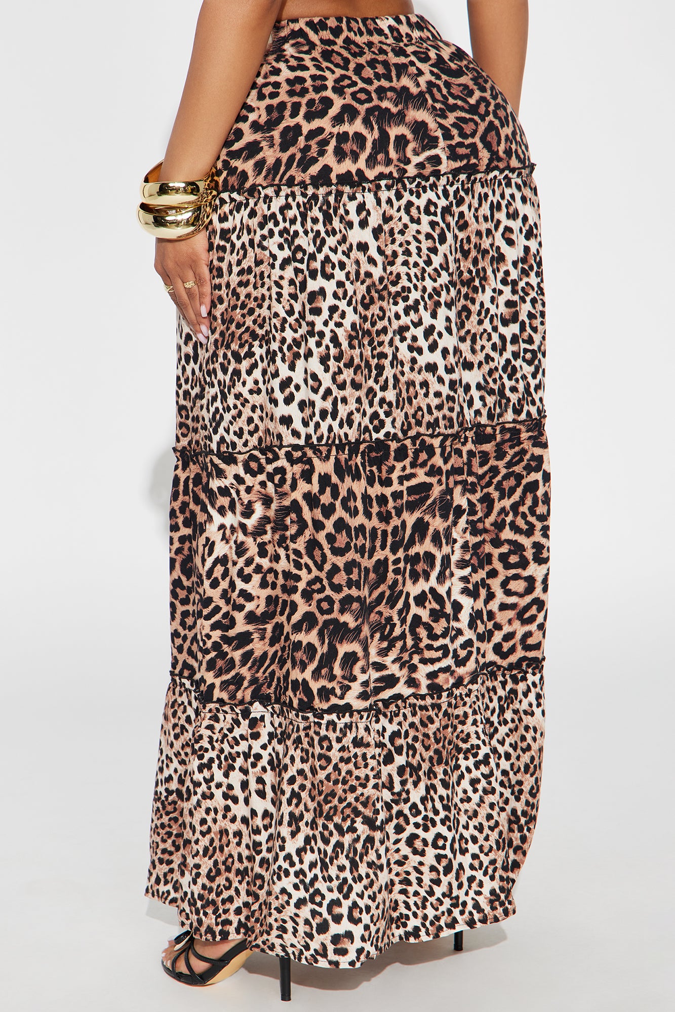 Analissa Leopard Tiered Maxi Skirt - Brown/combo - Image 3