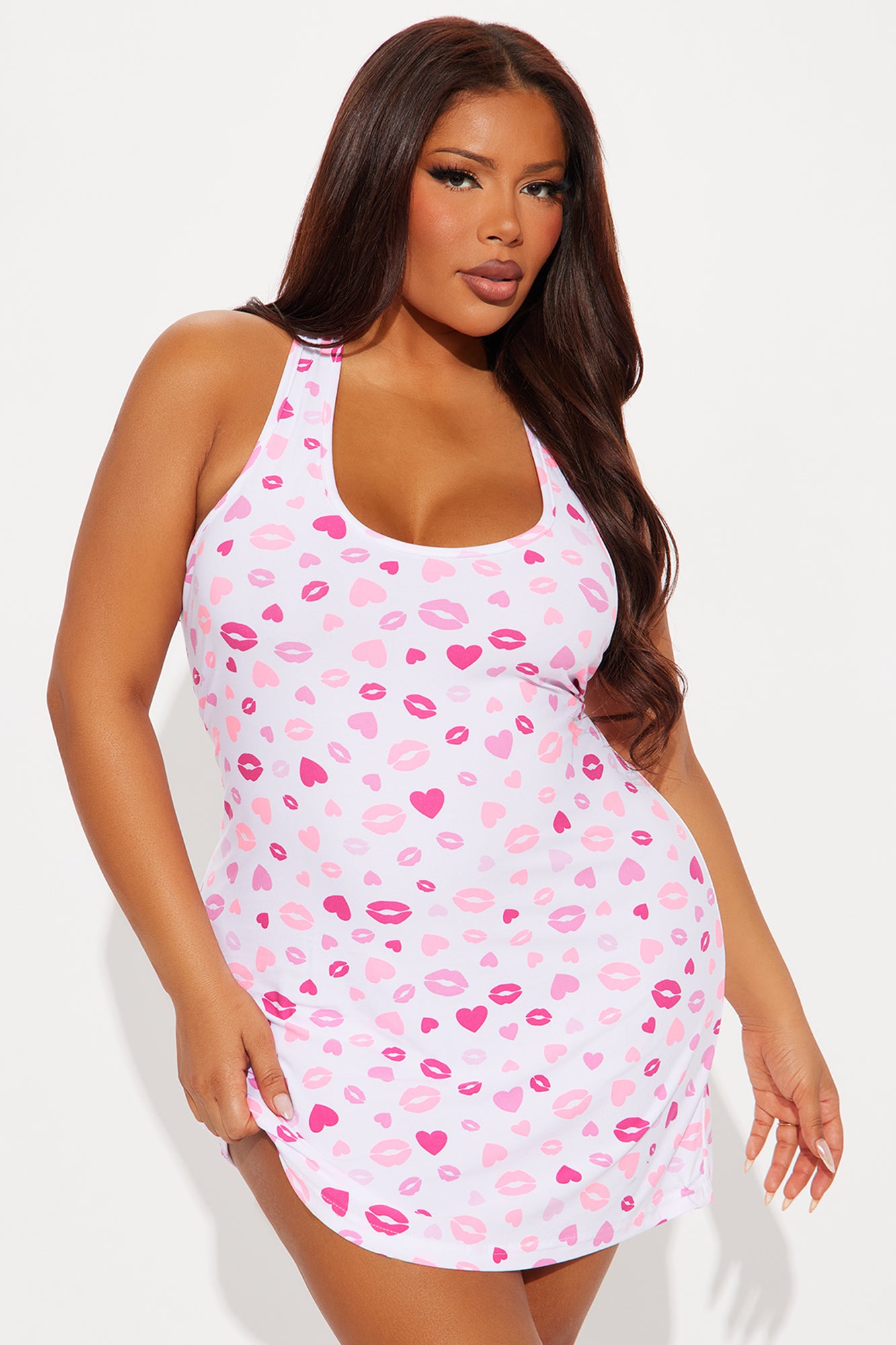 Sleepy Kisses PJ Sleep Dress - White/Pink - Image 4