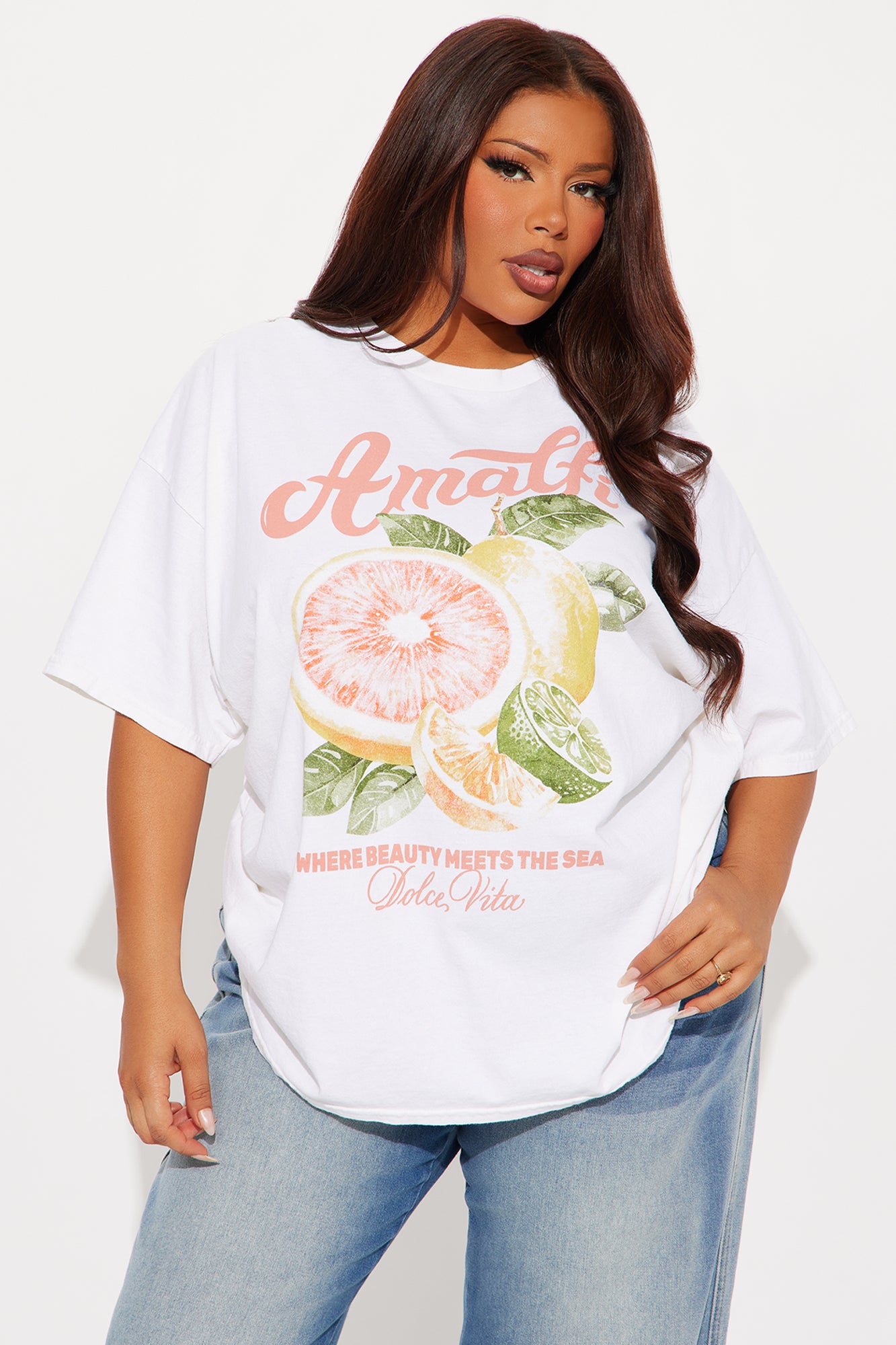 Amalfi Summer Washed Oversized Tee - Natural - Image 4