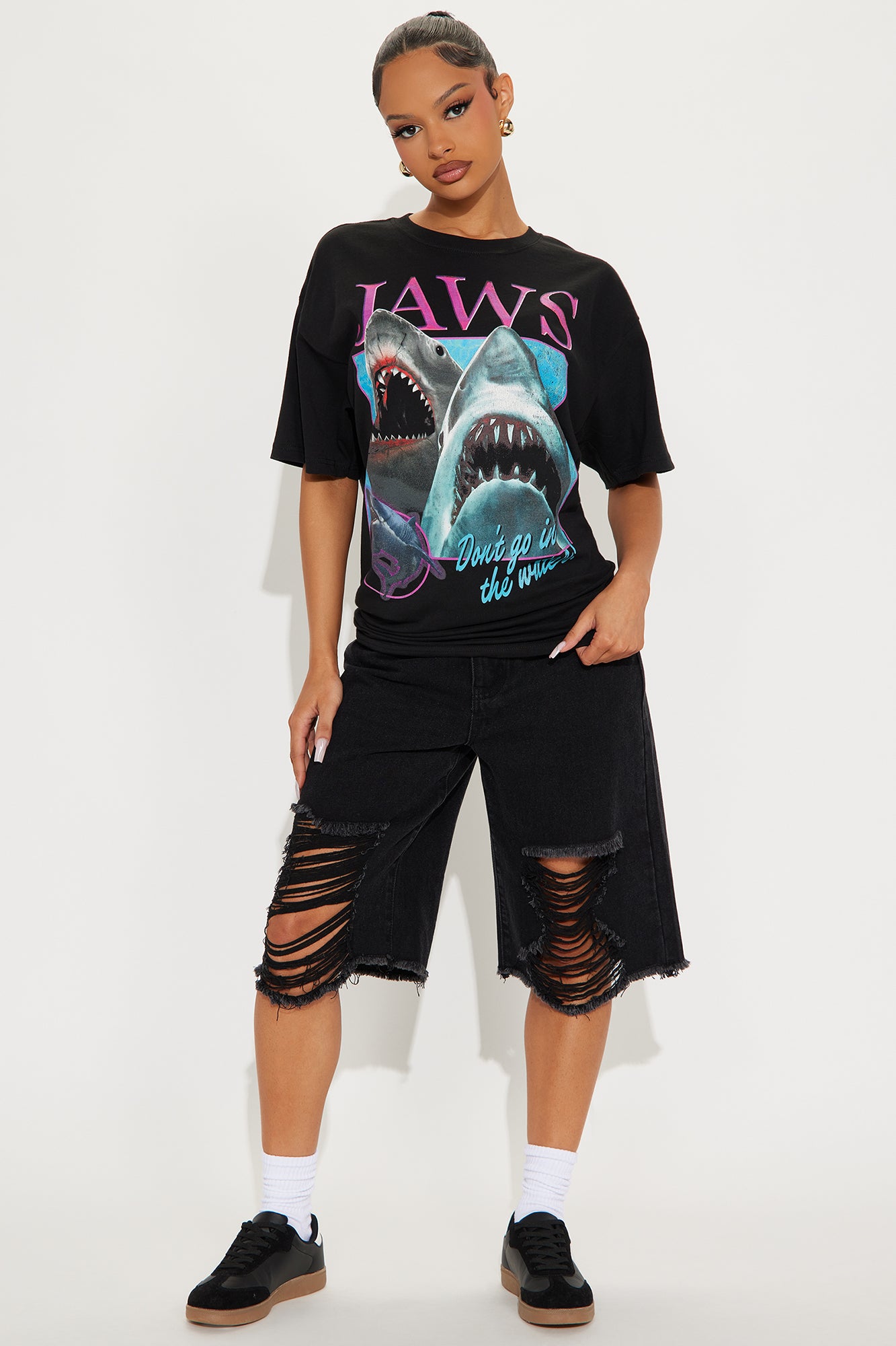 Jaws Oversized Tee - Black - Image 3