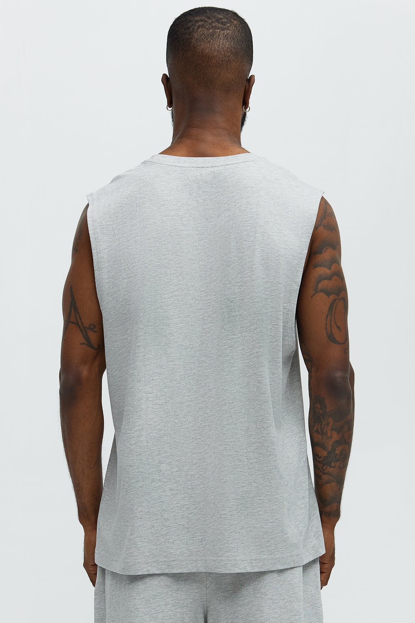 Essential Cotton Lounge Sleeveless Muscle Tee - Heather Grey - Image 3