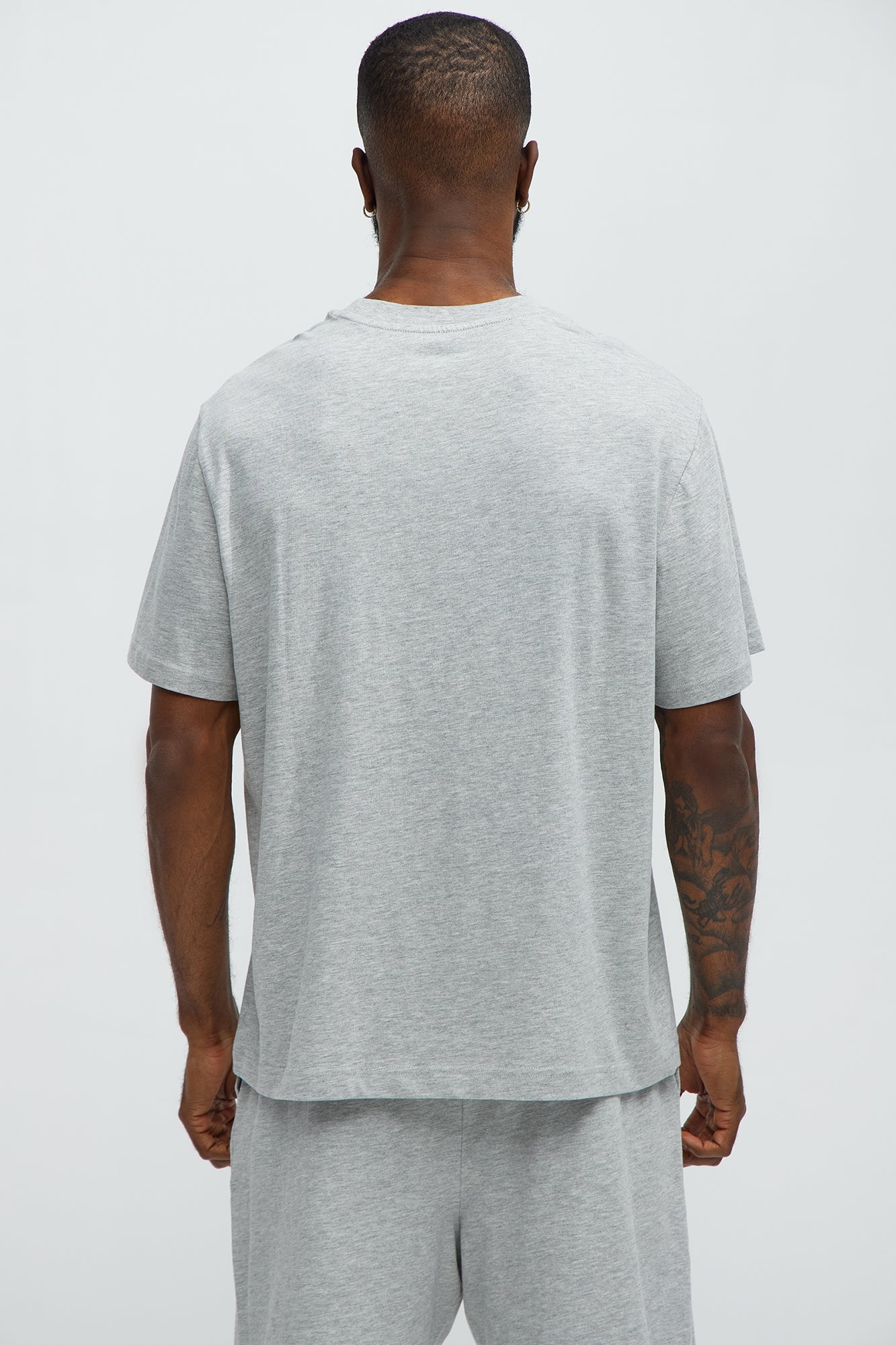 Essential Cotton Lounge Short Sleeve Tee - Heather Grey - Image 3