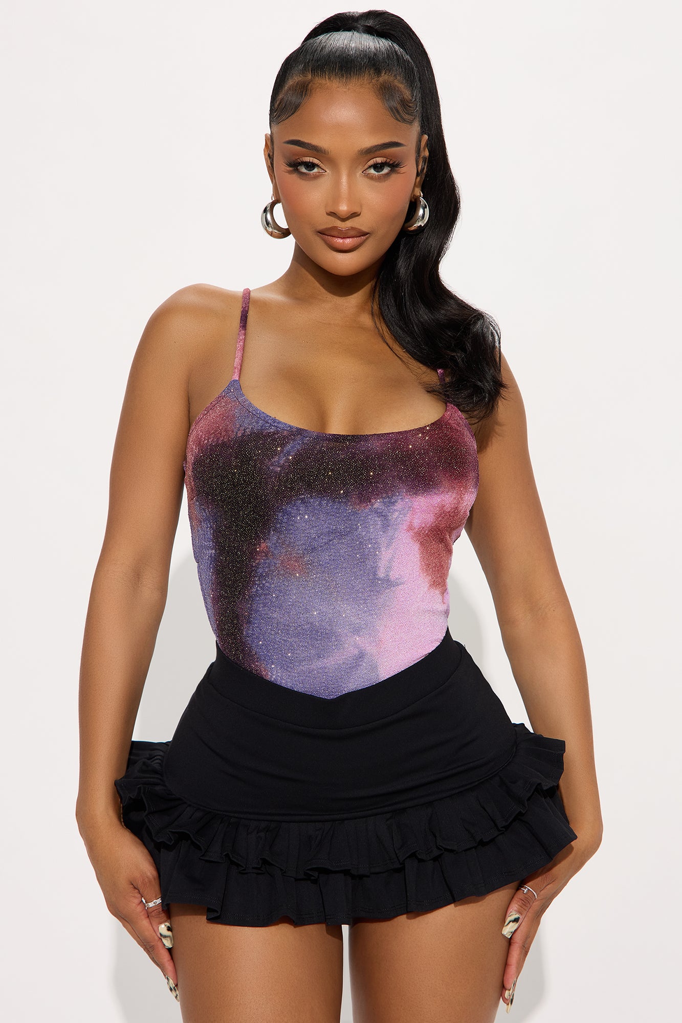 Cosmos Sparkle Scoop Neck Bodysuit - Multi Color - Image 3