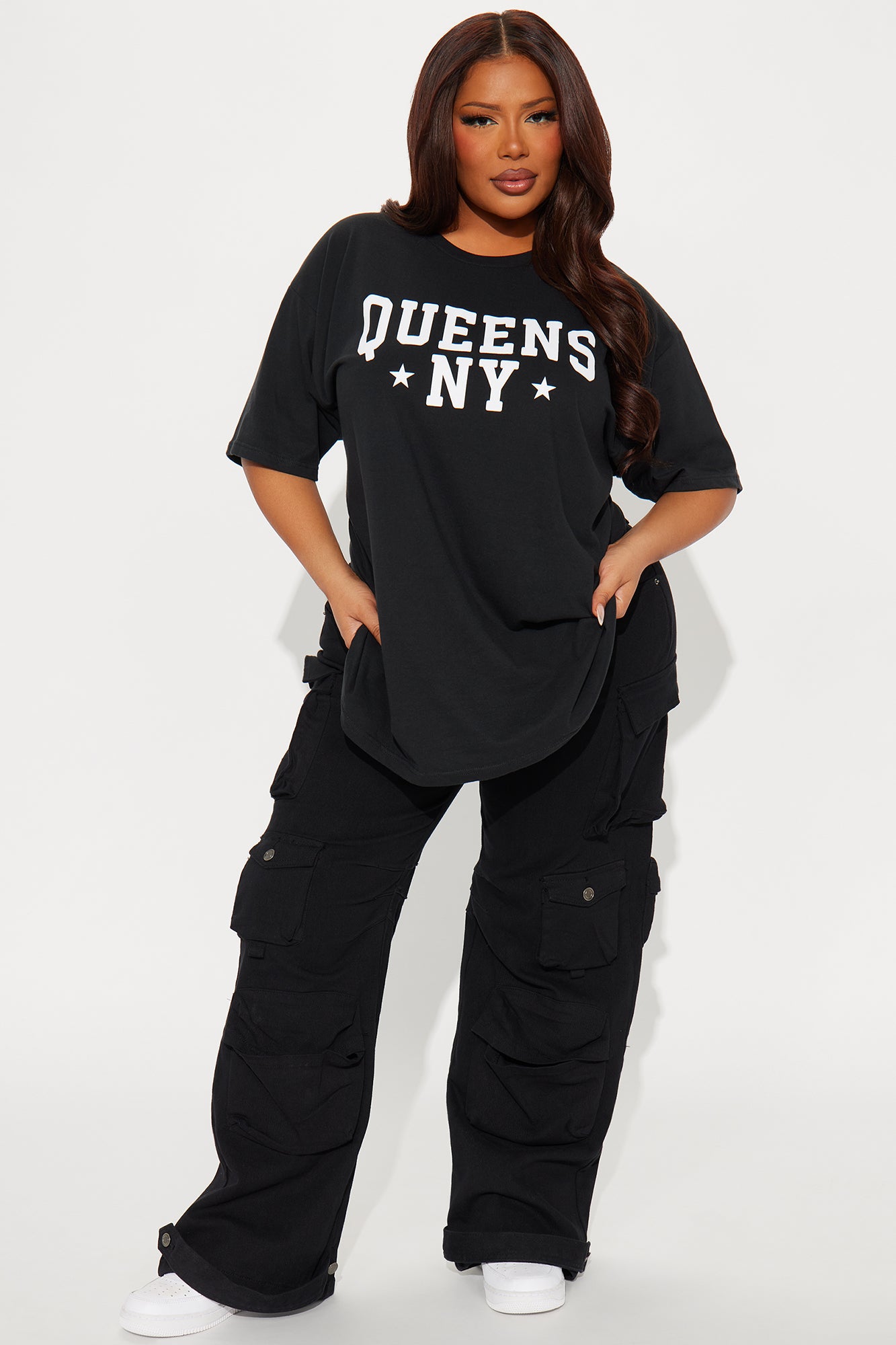 Queens NY Oversized Tee - Black - Image 6