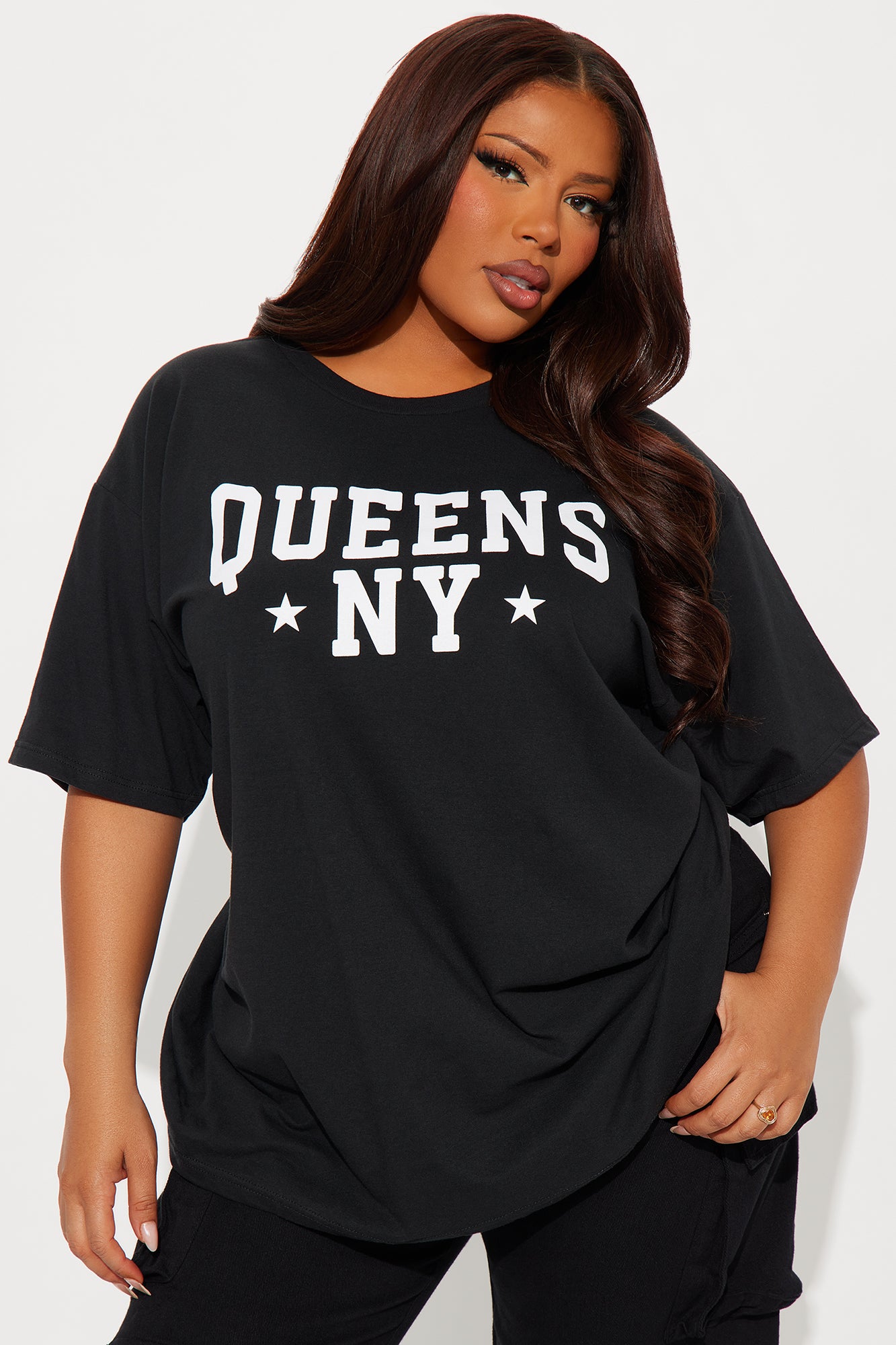Queens NY Oversized Tee - Black - Image 4