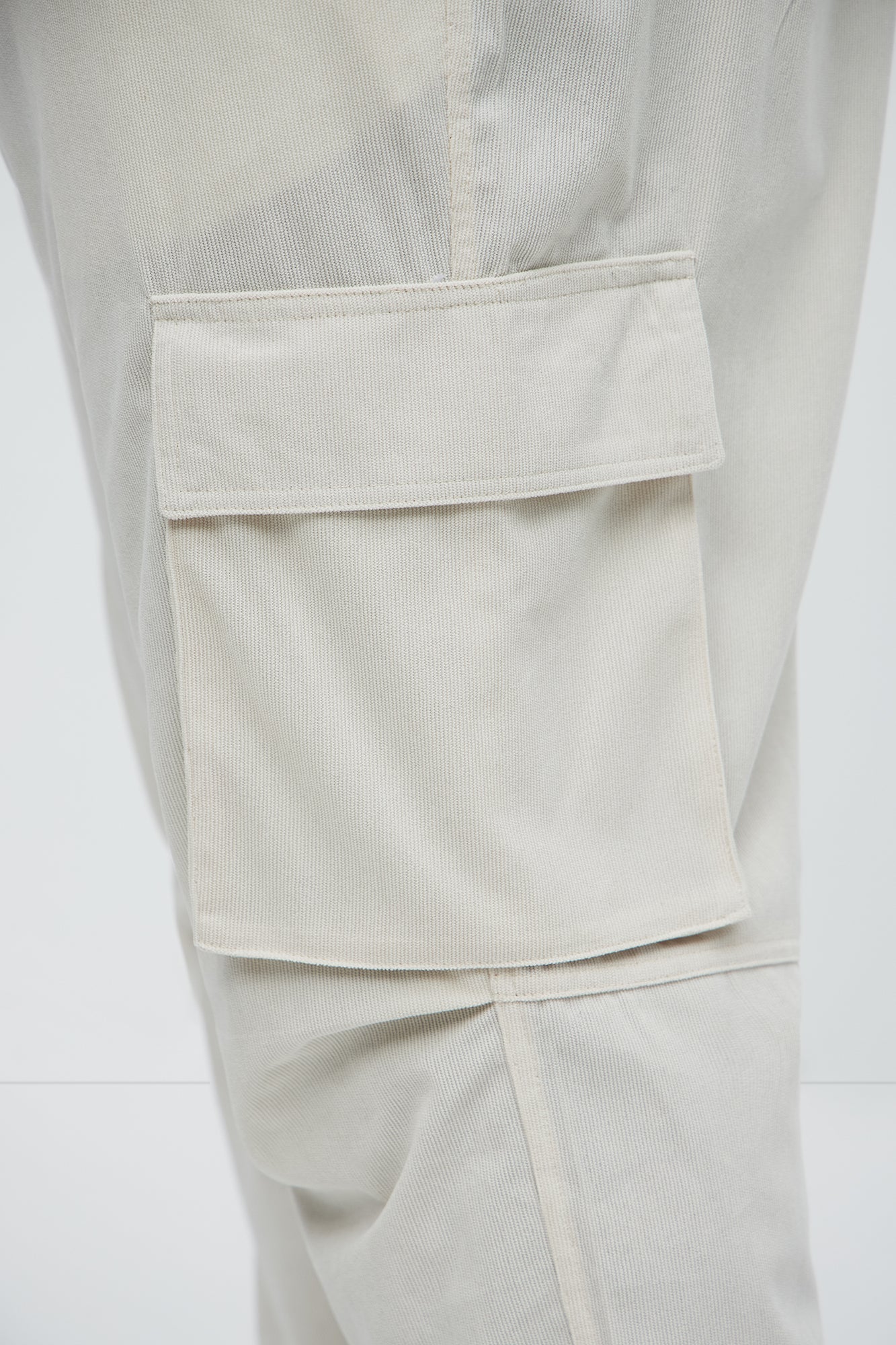 Bedford Corduroy Slim Cargo Pants - Off White - Image 9
